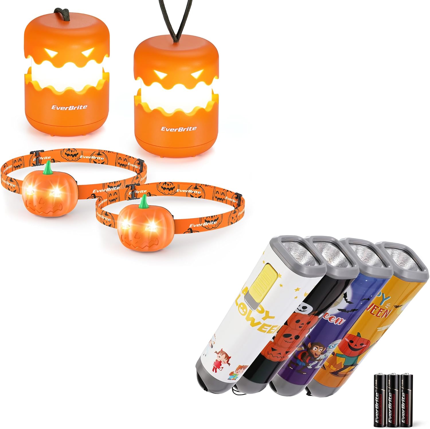 Halloween Orange-Lit Lantern Headlamp Set for Kids
