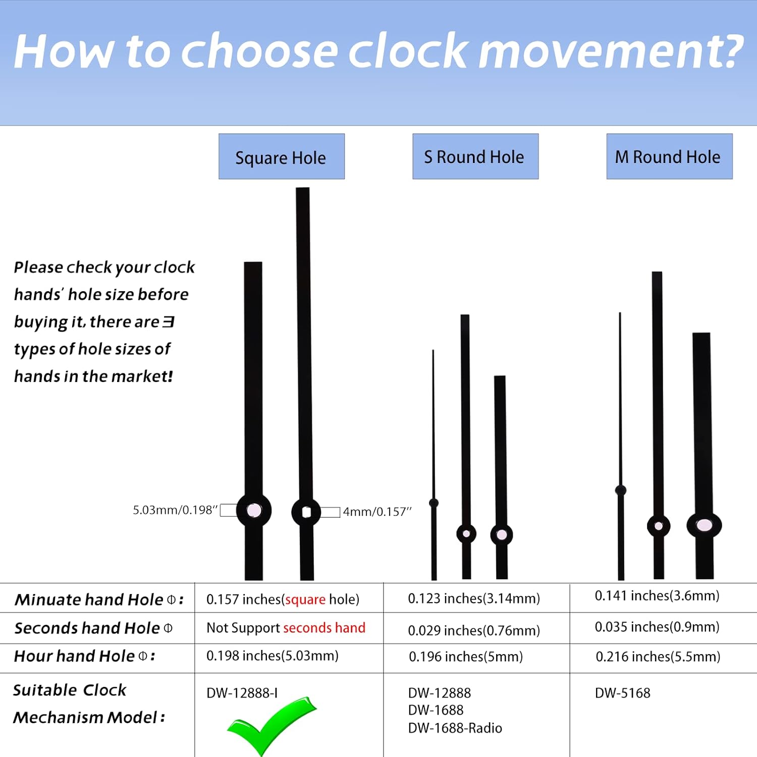 DEEWISH Giant Wall Clock MovementReplacement Kit