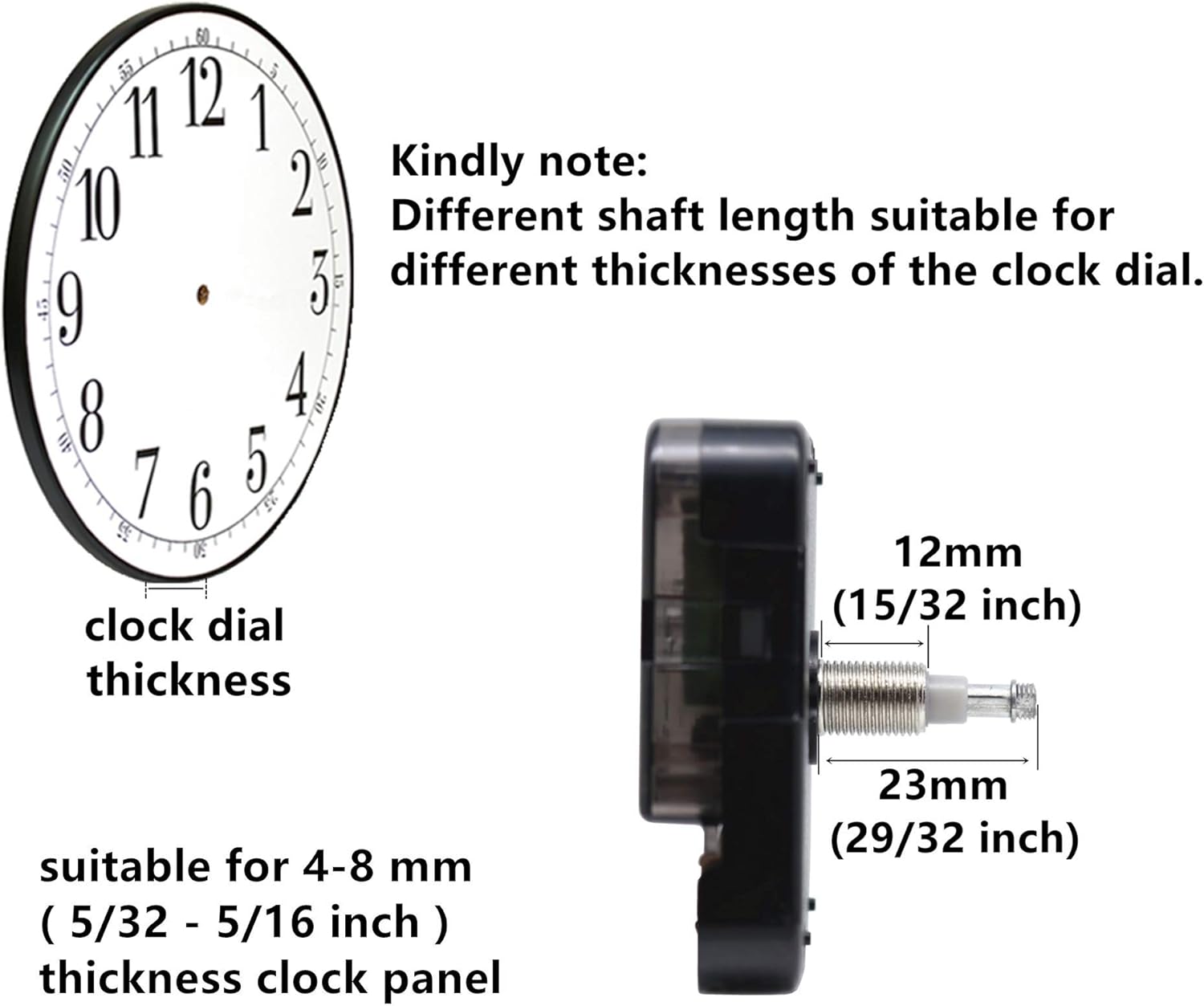 High Torque Clock Movement with Long shaft