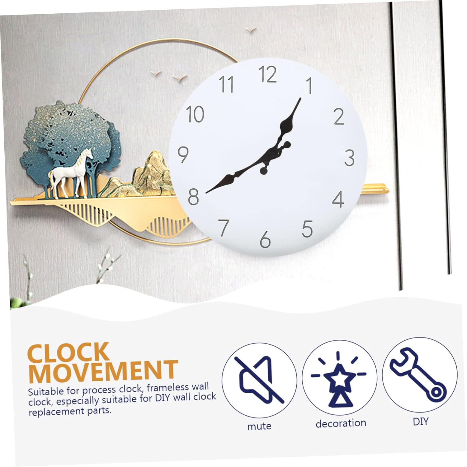 Elegant Black Wall Clock Movement Kit