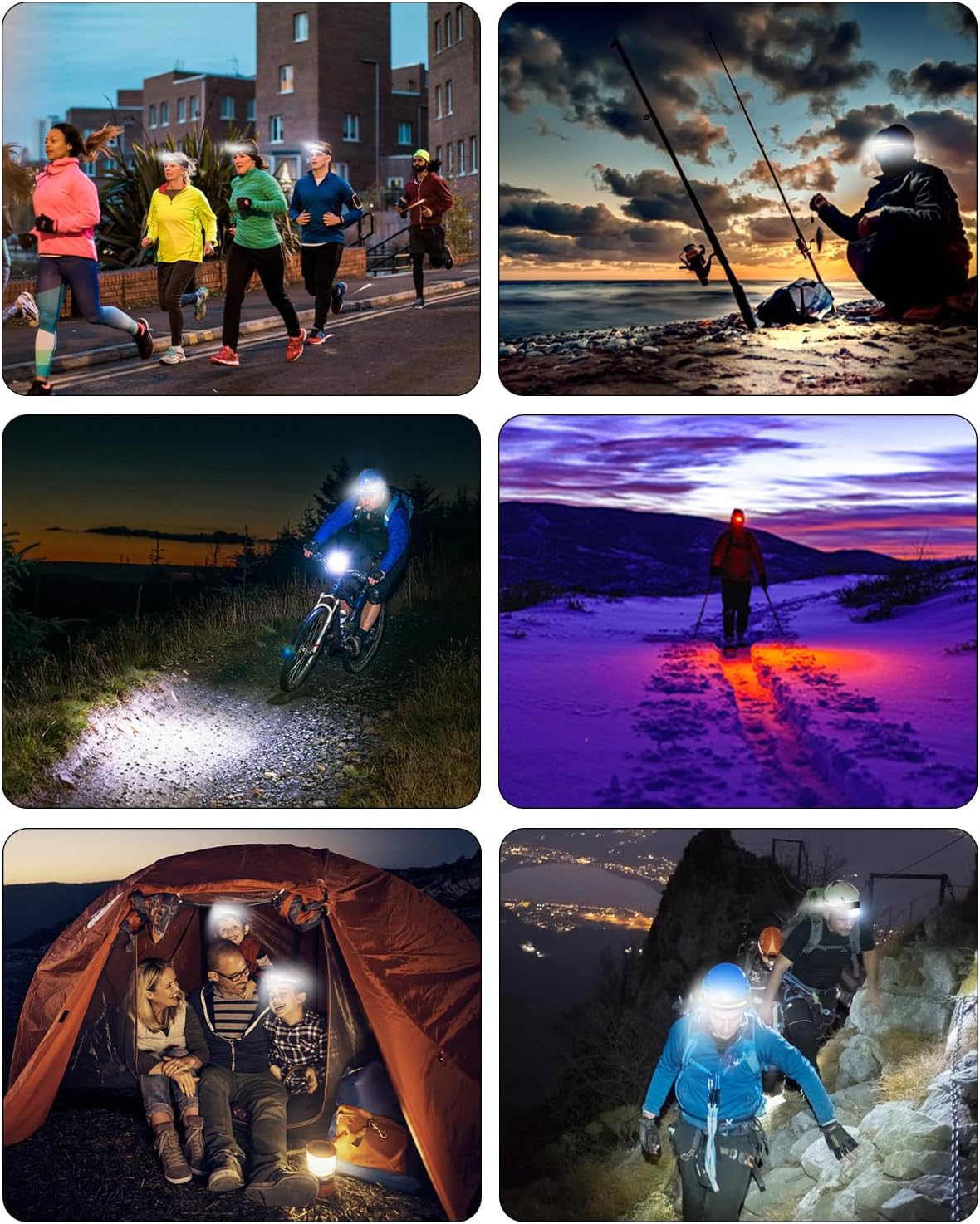 Bright 230 LED Headlamp with 1200mAh Battery for Hiking and Running