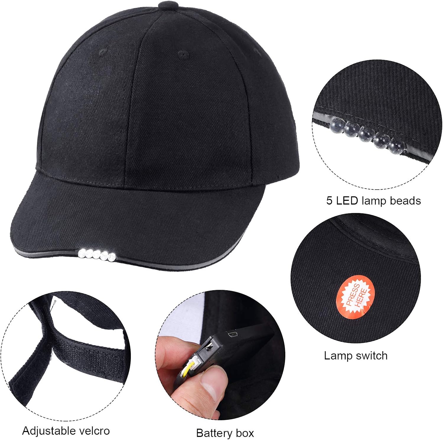 2-Piece LED Baseball Hats