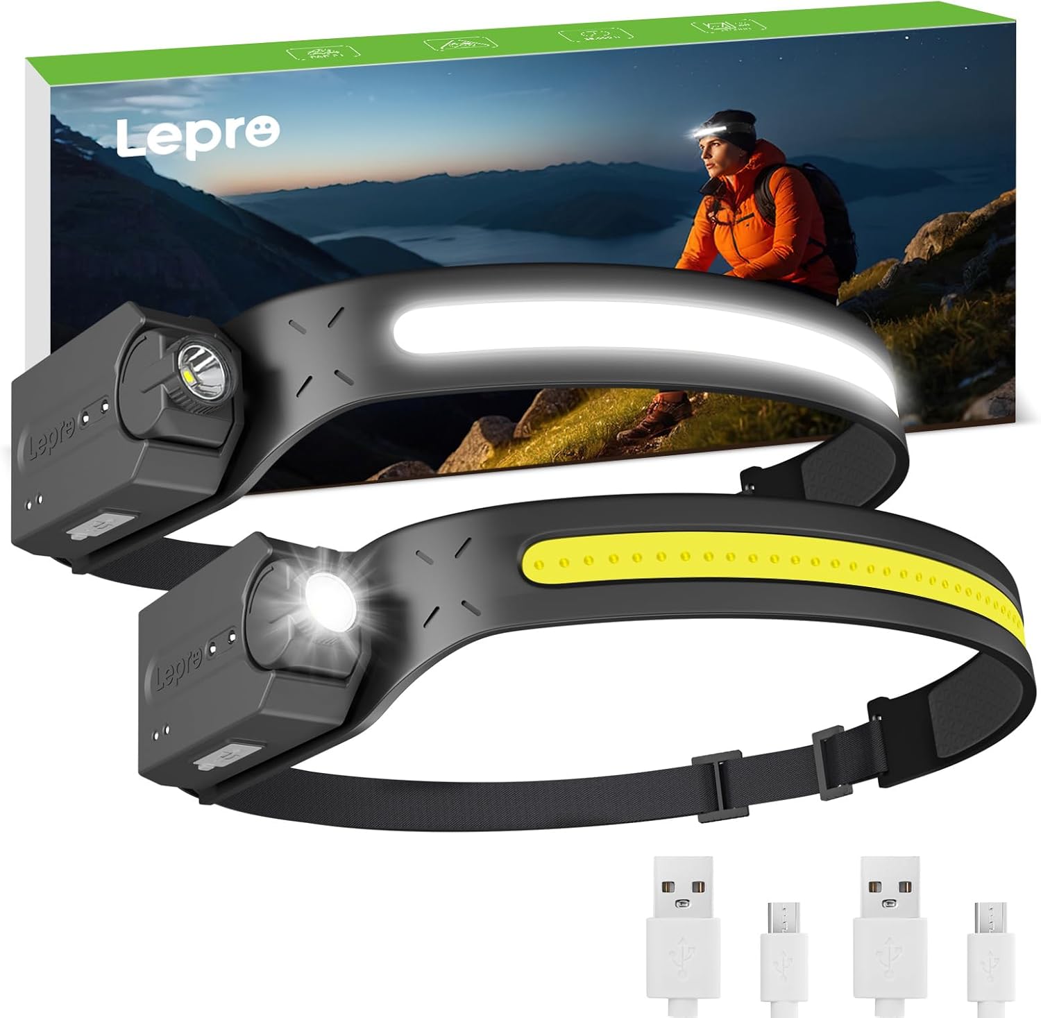 Durable Rechargeable LED Headlamp waterproof for Camping Hiking