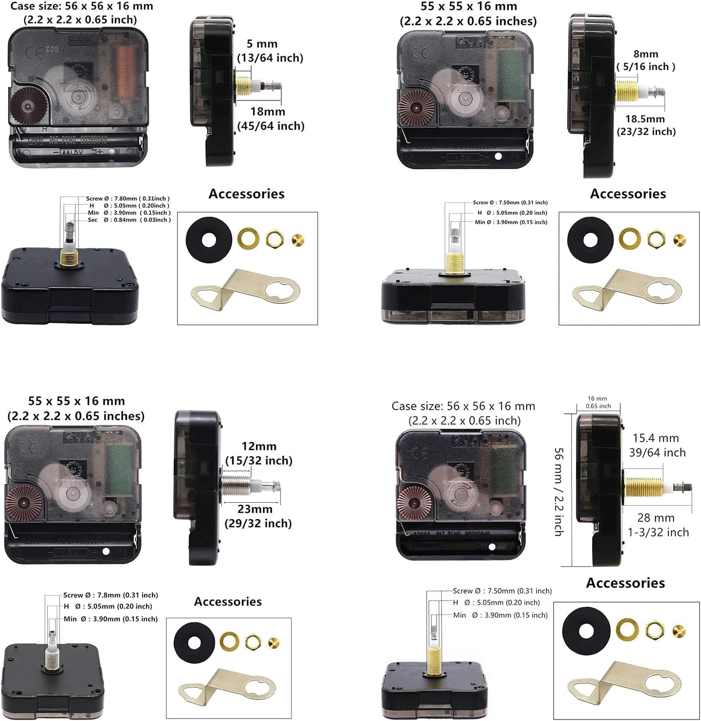 Precision Replacement Clock Mechanism with Clock Hands