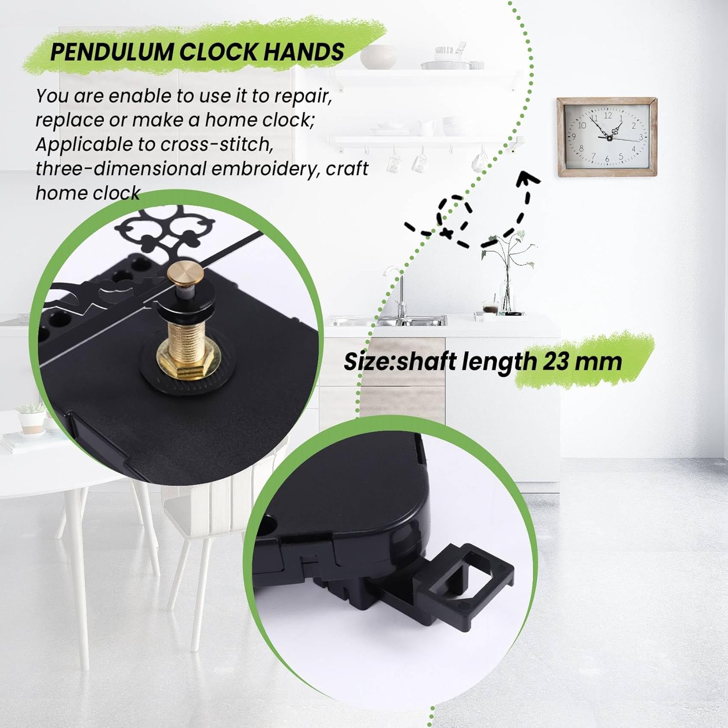 Kqcibz 23mm Quartz Pendulum Clock Movement Mechanism Kit for DIY Replacement