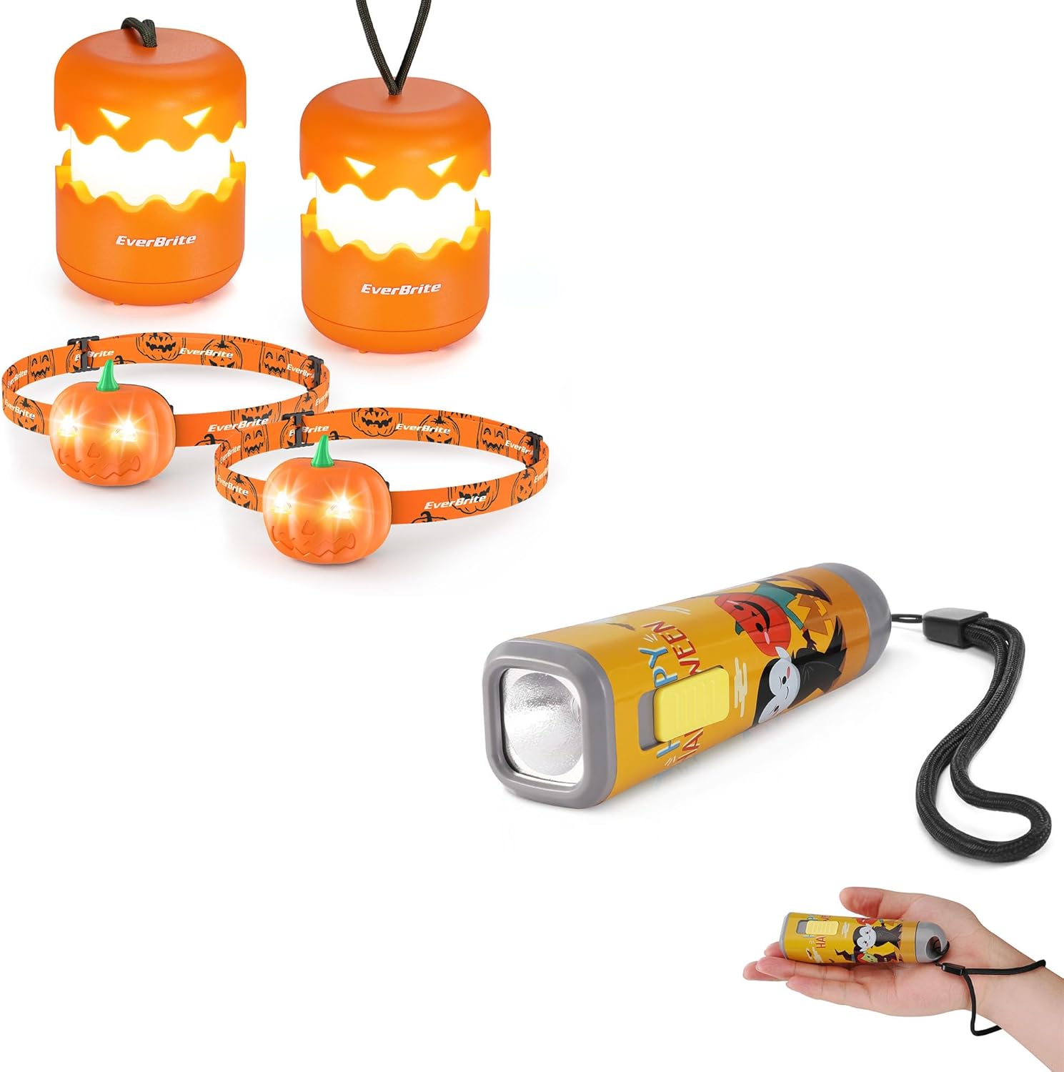 Halloweenspike EverBrite pumpkin lantern and headlamp set 2 each