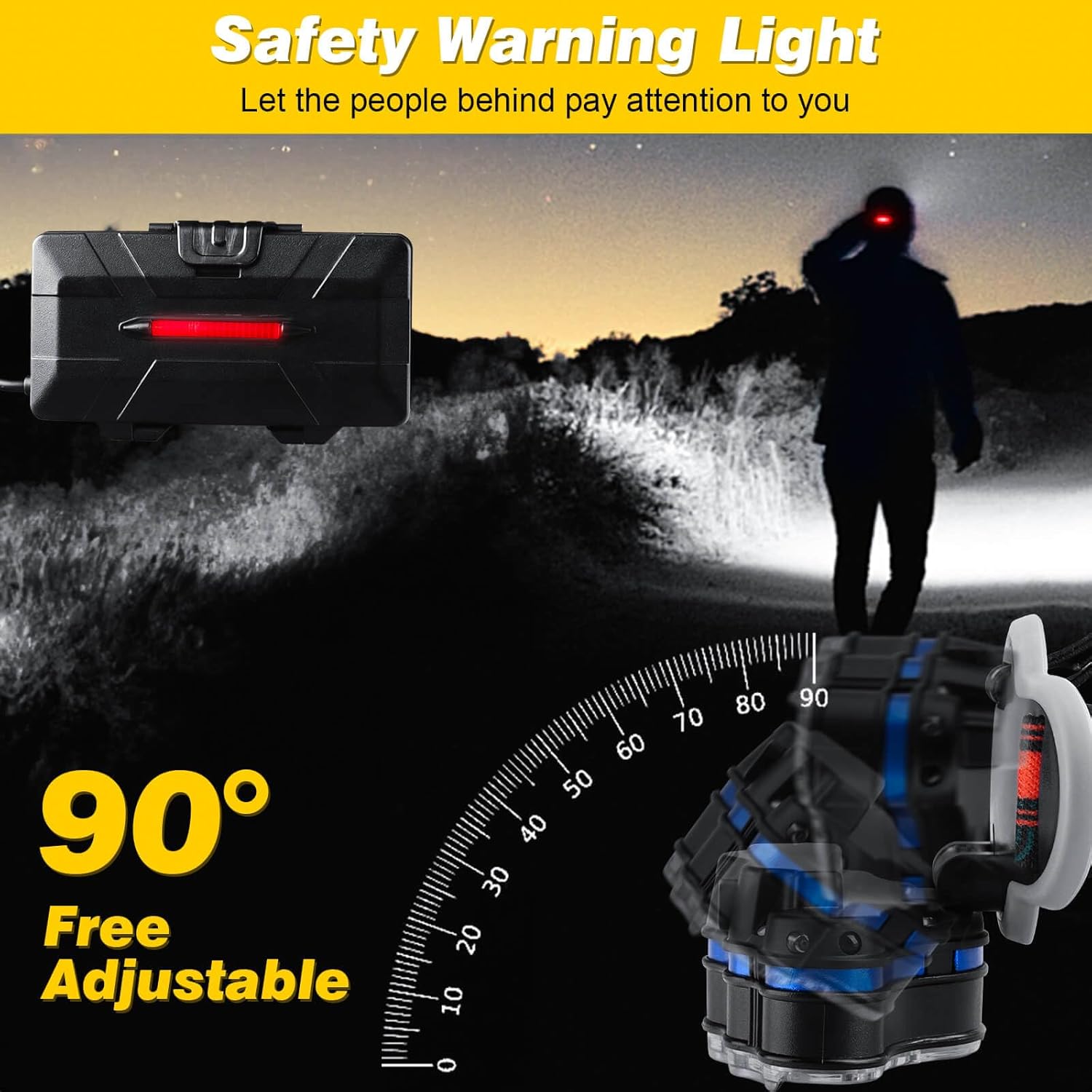 Elmchee Rechargeable Headlamp 18000 Lumen Headlamp with Adjustments