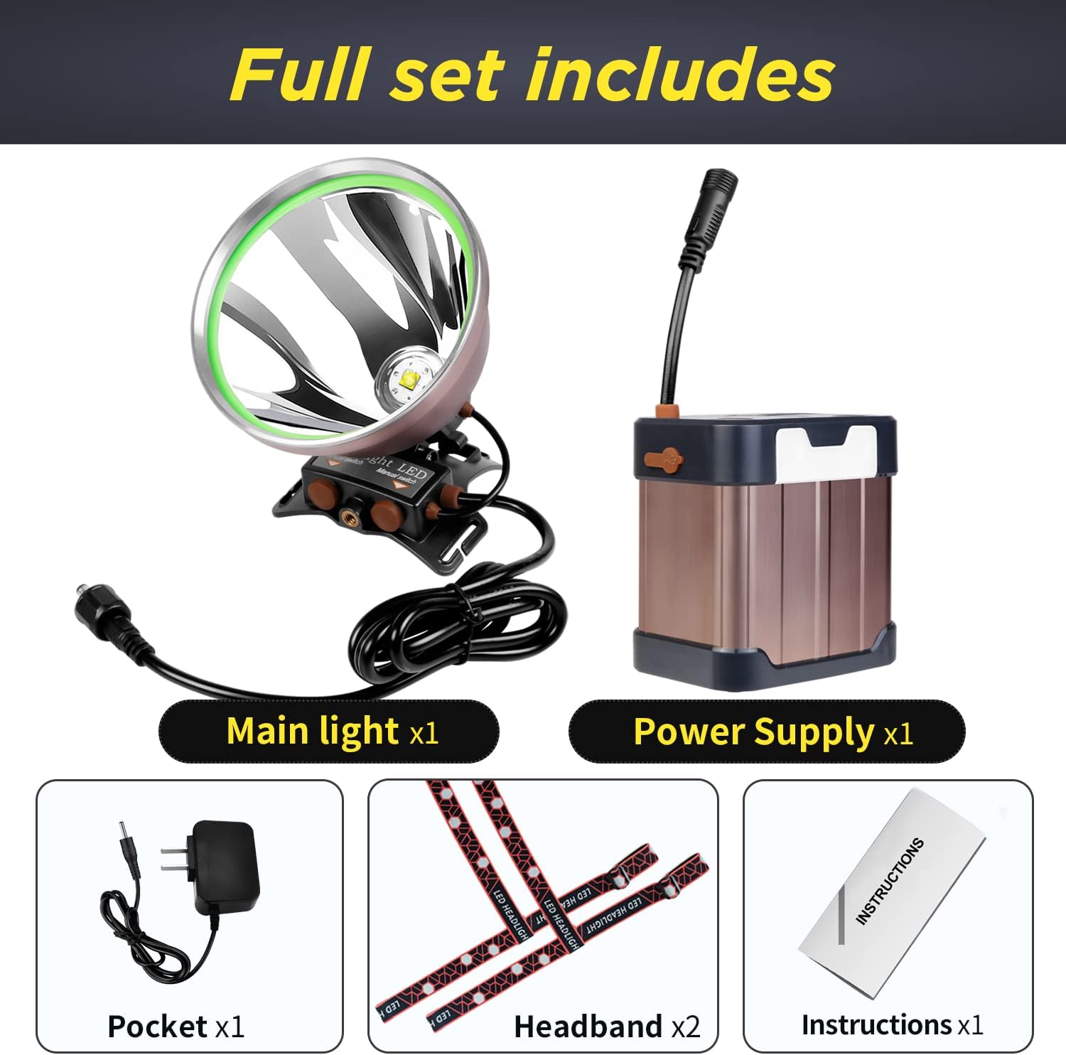 Hunting Lights - Super Bright LED Headlamp for Fishing Camping and Outdoors