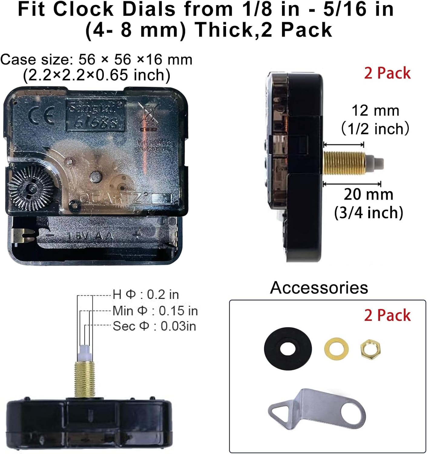 EMOON 2-Piece Clock Movement Mechanism Kit DIY and Repair Made Easy