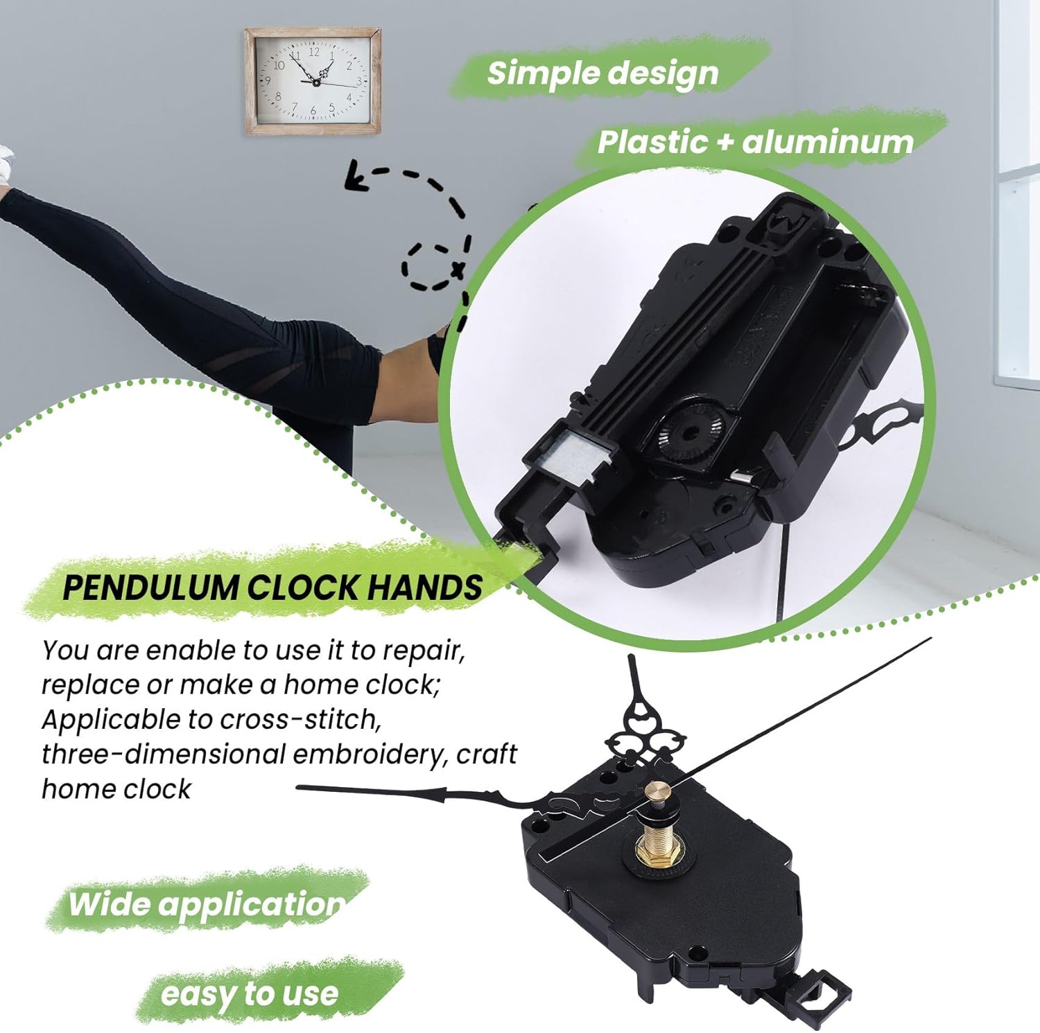 Kqcibz 23mm Quartz Pendulum Clock Movement Mechanism Kit for DIY Replacement