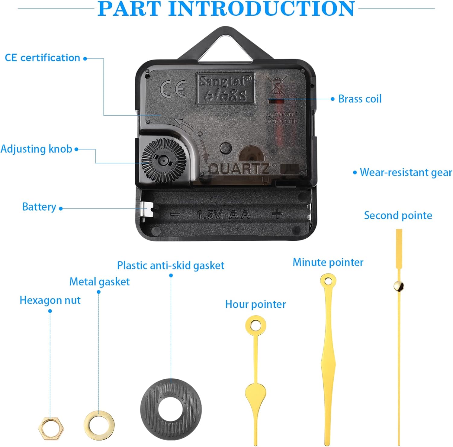 DOITool Silence Quartz Clock Movement Kit for DIY Wall Clocks