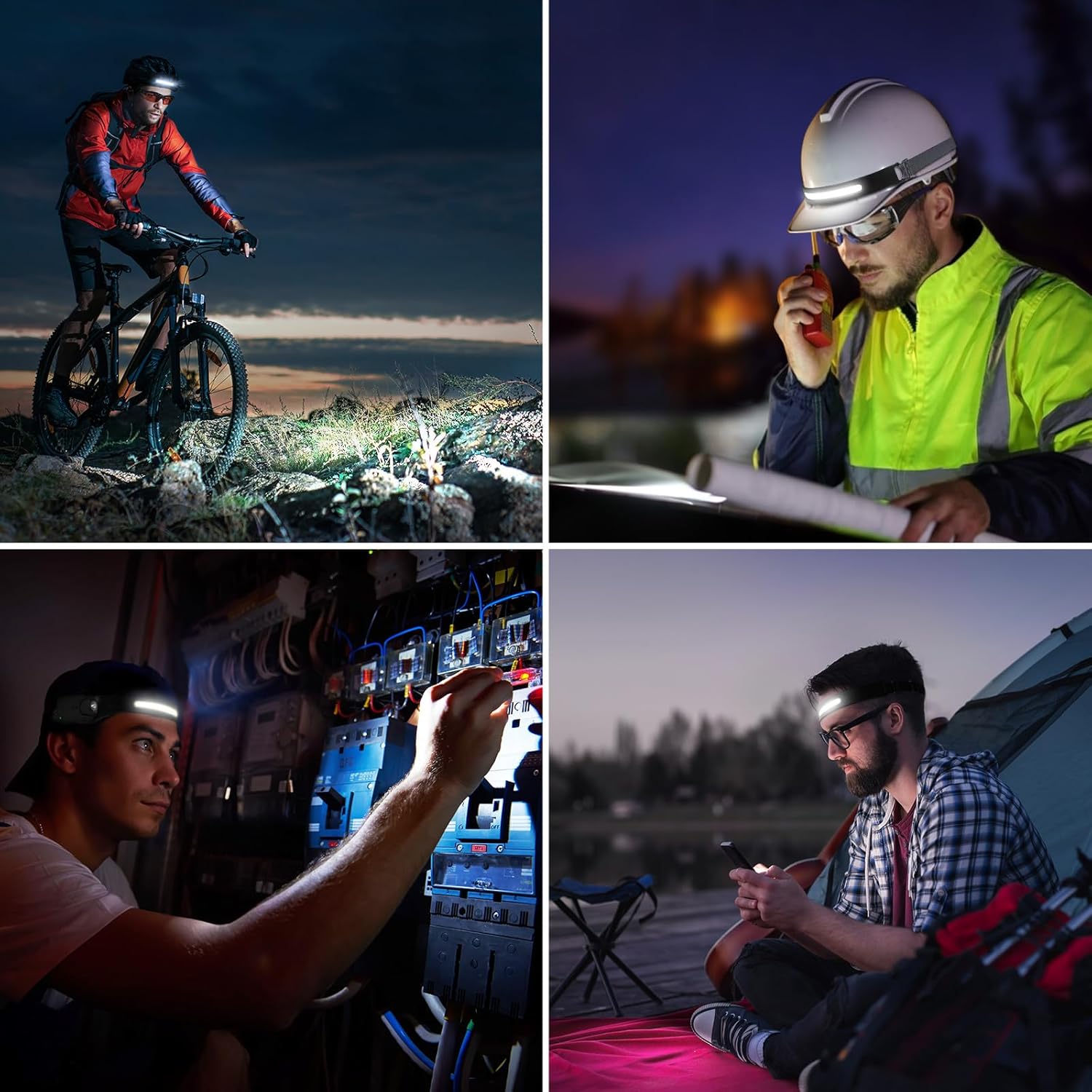 Durable Rechargeable LED Headlamp waterproof for Camping Hiking