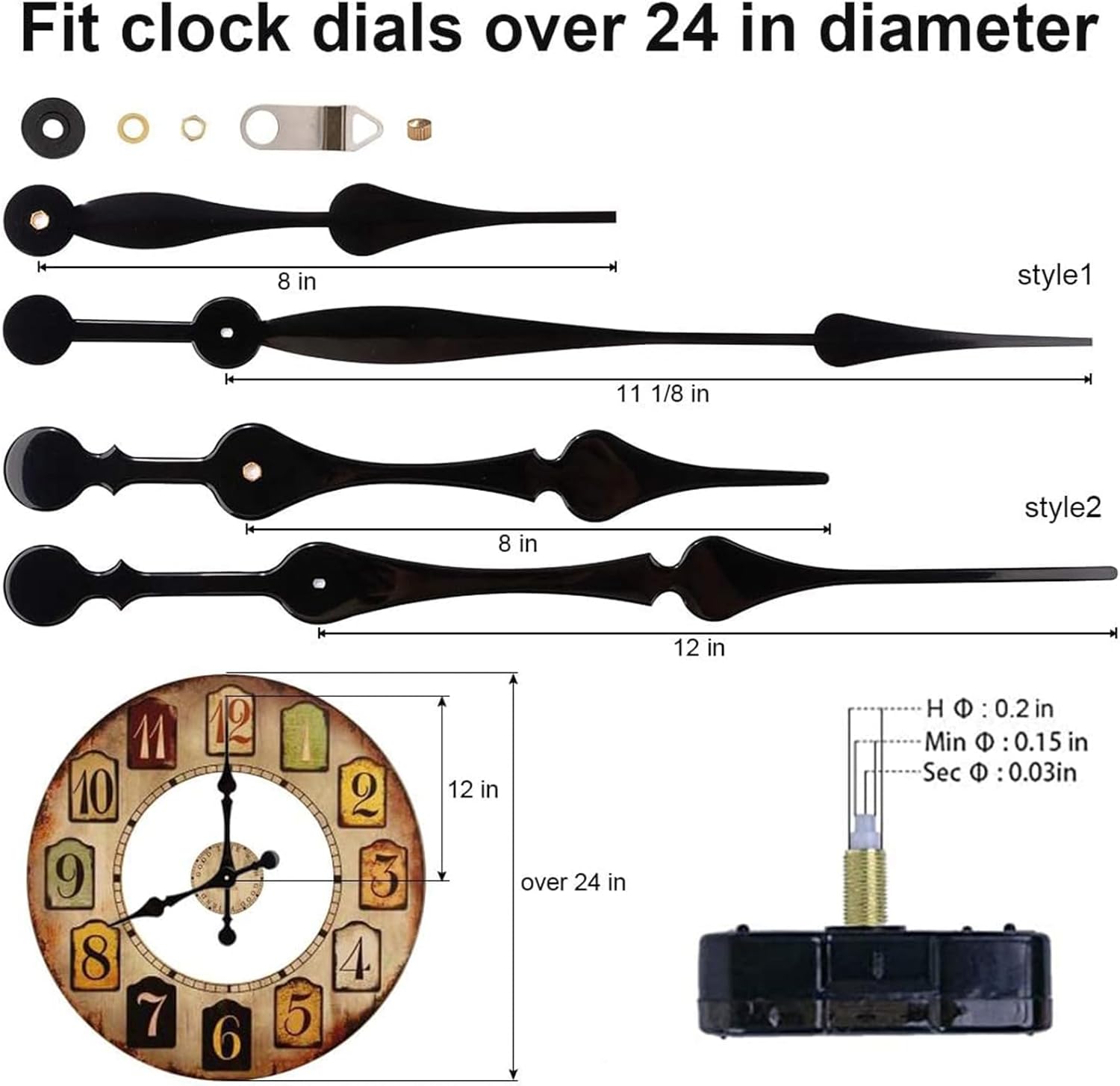 EMOON High Torque Long Shaft Clock Mechanism Kit