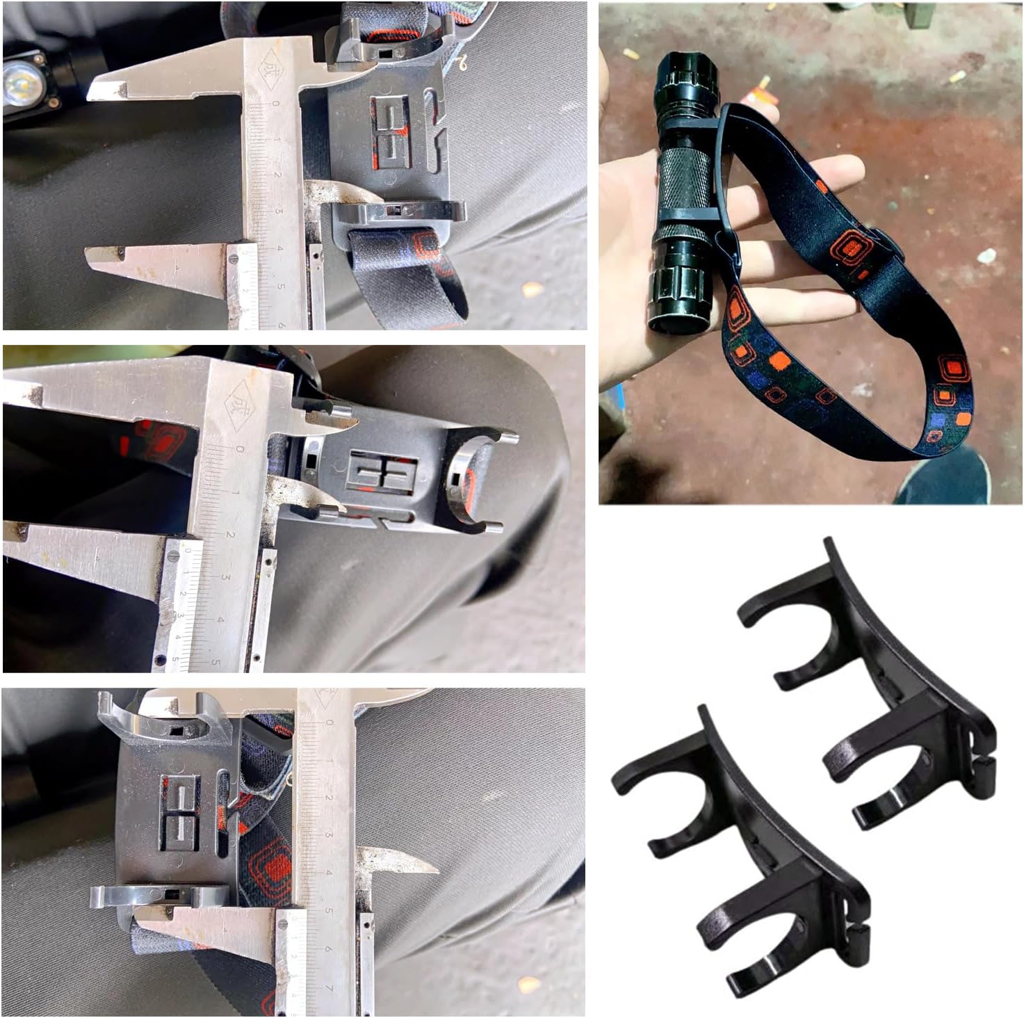3-Piece LED Rechargeable Headlamp Mount Holder for 24mm Diameter Flashlights