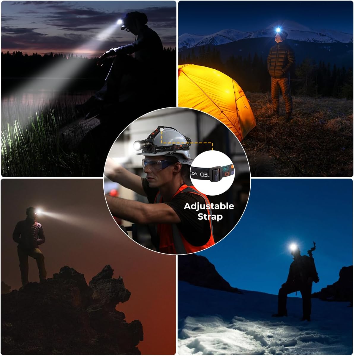 Adjustable 4-Mode Super Bright Headlamp for Camping