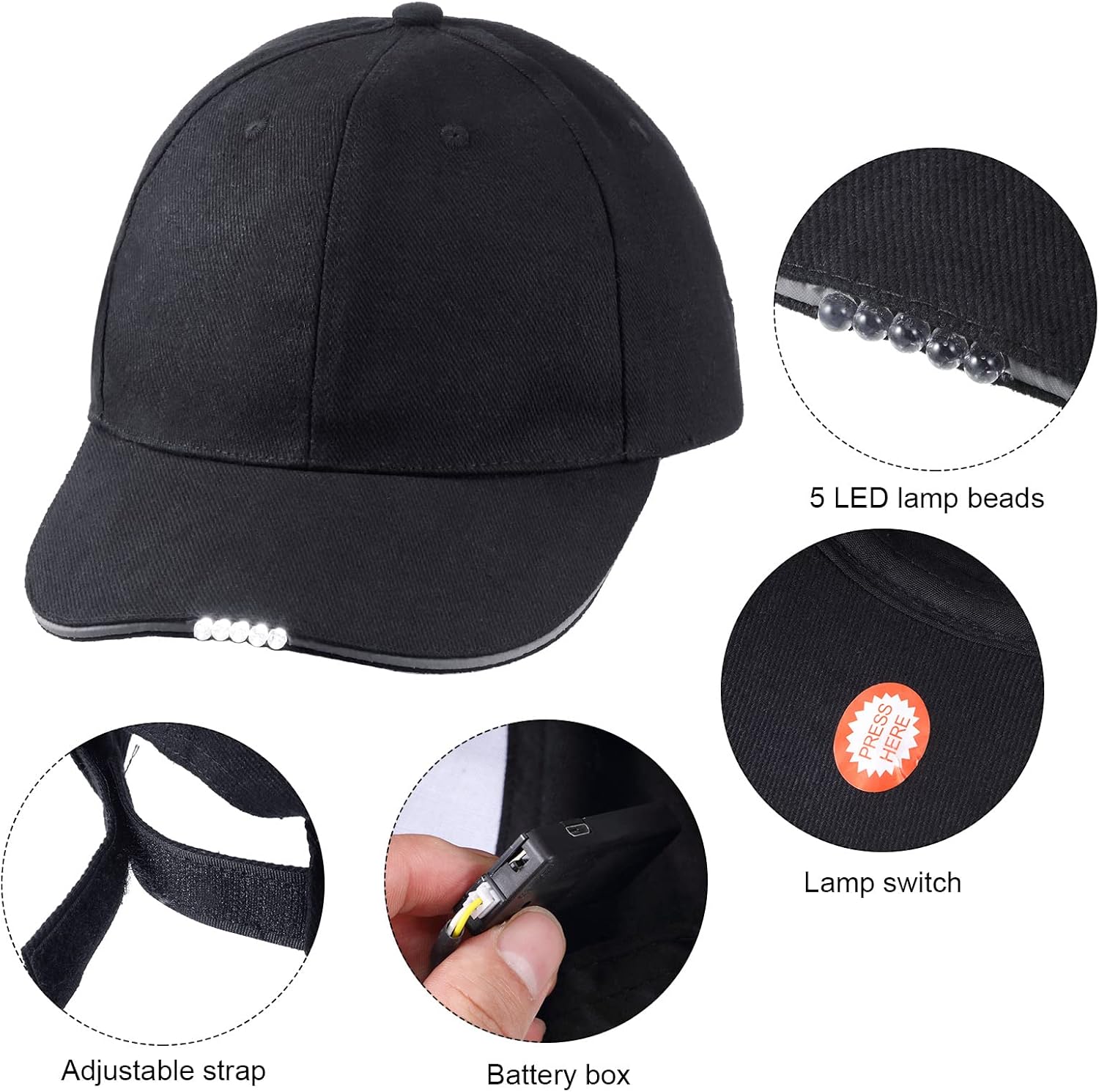 2-Piece LED Baseball Hats
