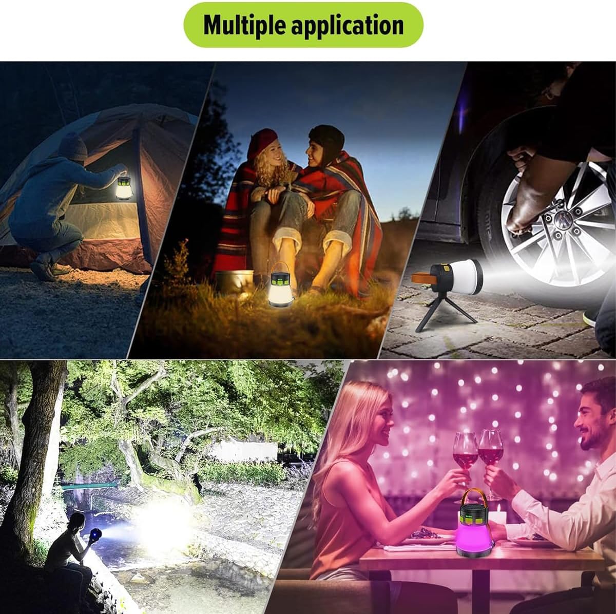 iToncs LED Camping Lantern 1500 Lumens Rechargeable Solar Setup