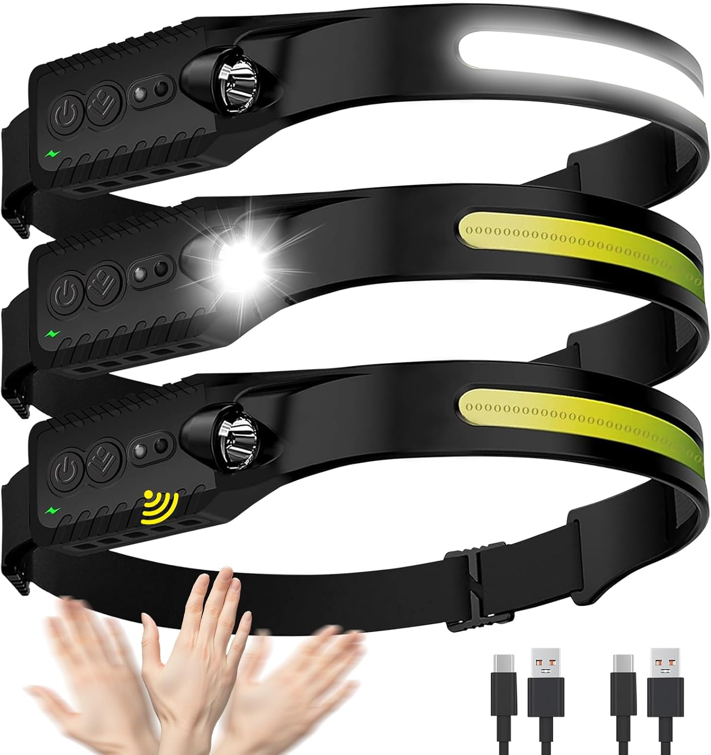 3-Piece Rechargeable LED Headlamp Set