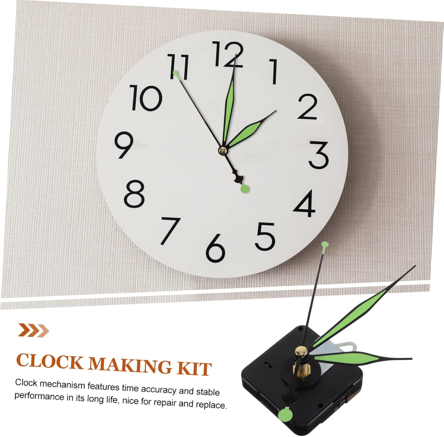 DOITOOL Glow The Dark Battery-Operated Quartz Clock Movement Replacement Kit