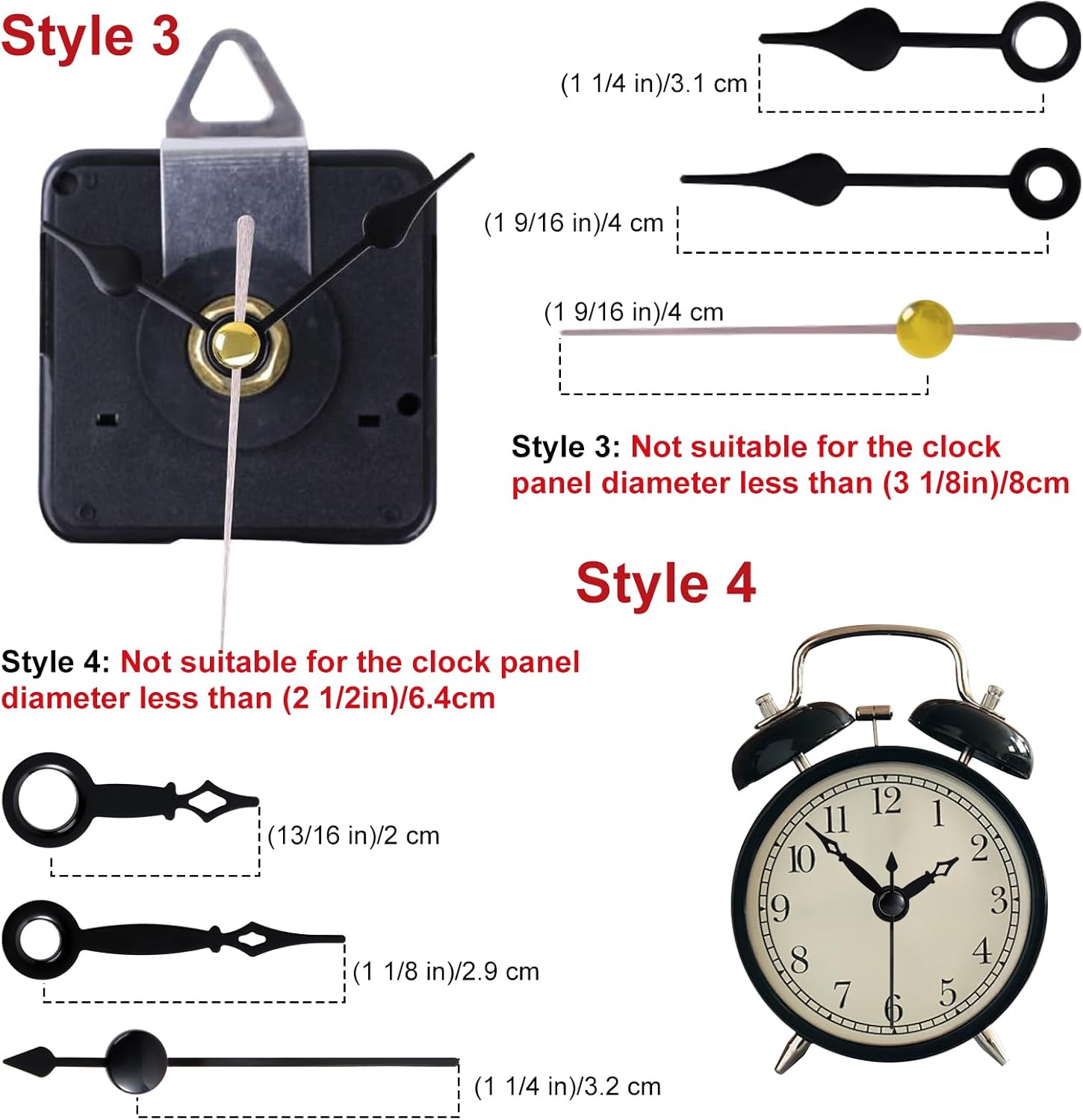 EMOON 3-Piece Silent Clock Mechanism Kit