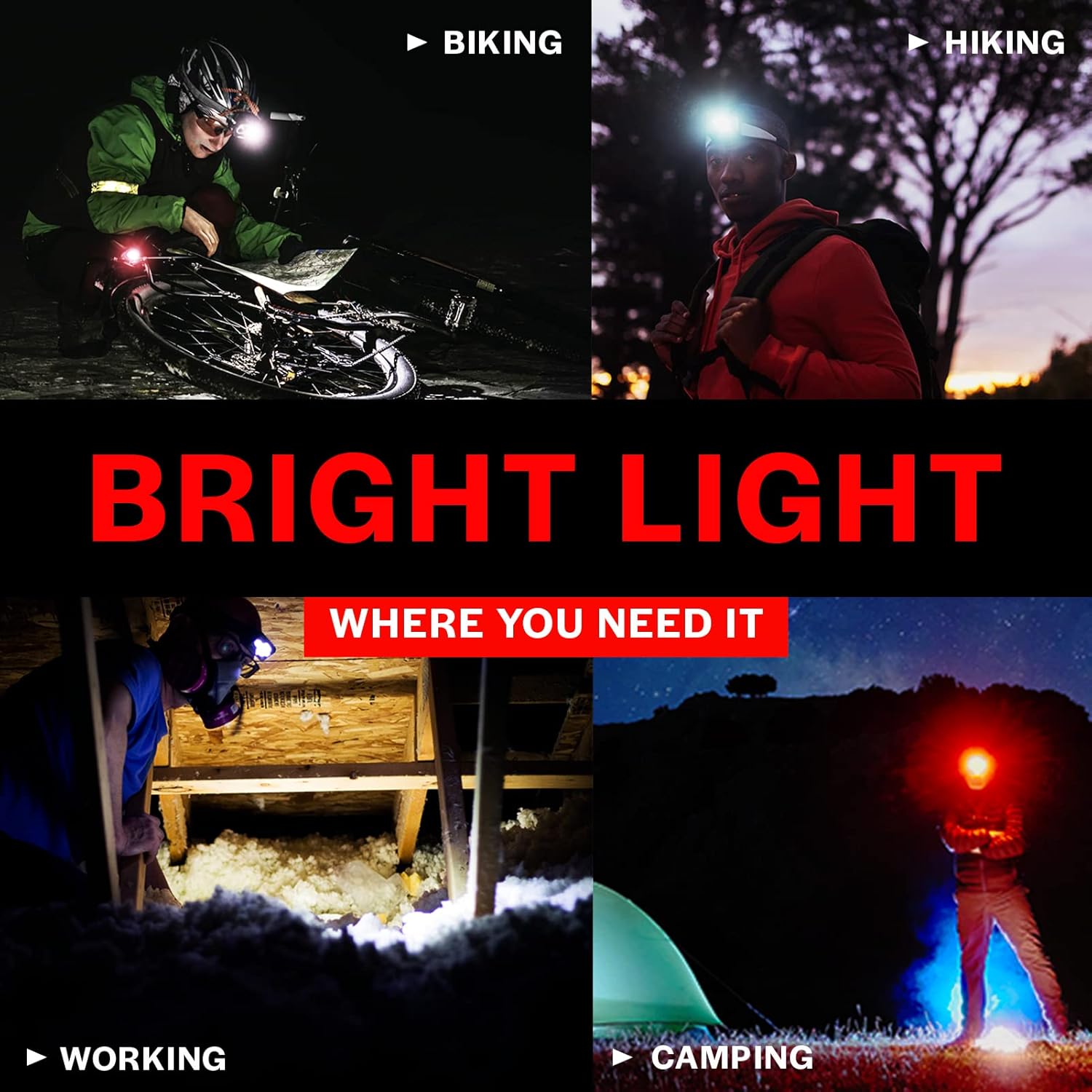 GearLight Adj Headlamp 2PK - Fluorescent Bright Adjustable Durable hiking camping light