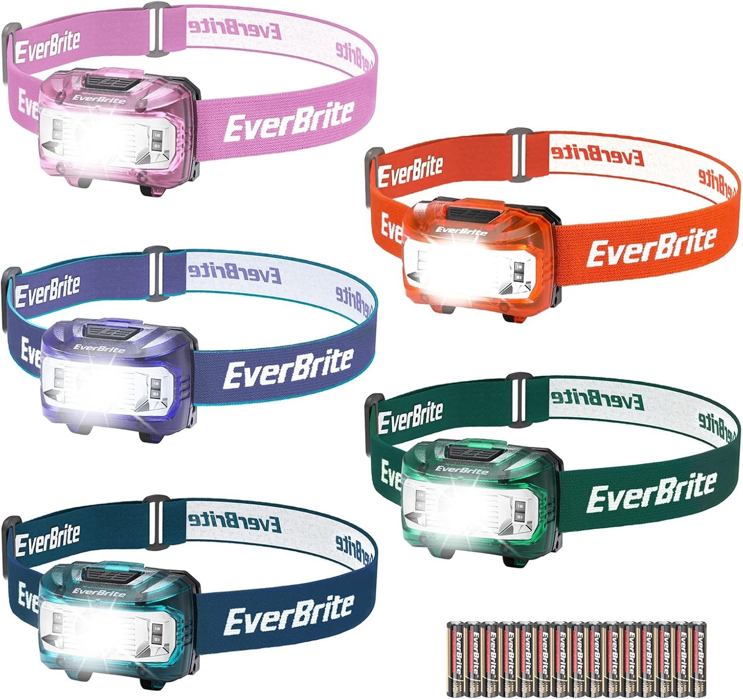 EverBrite 5-Pack Red Headlamp for Kids with Memory Function