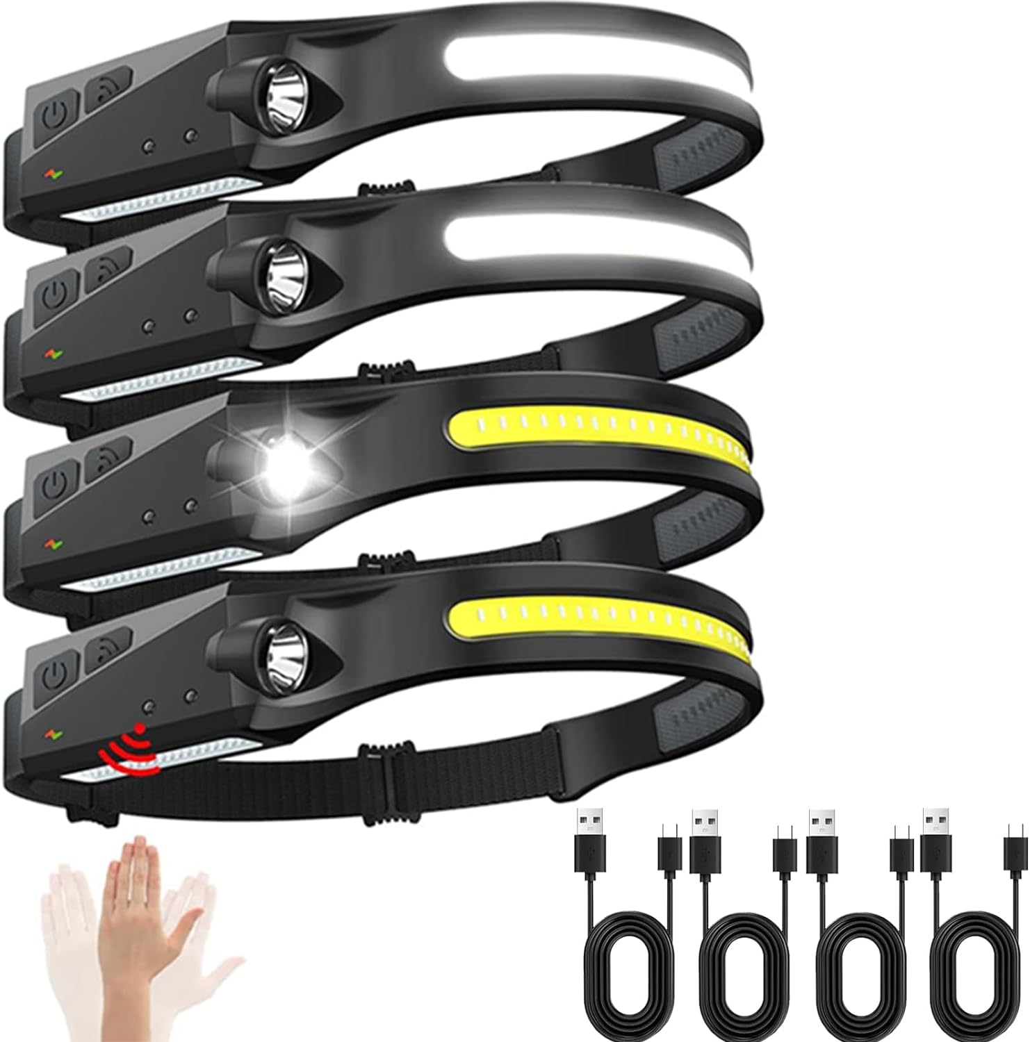 Rechargeable Headlamp Set with 230 Wide Beam Waterproof Design