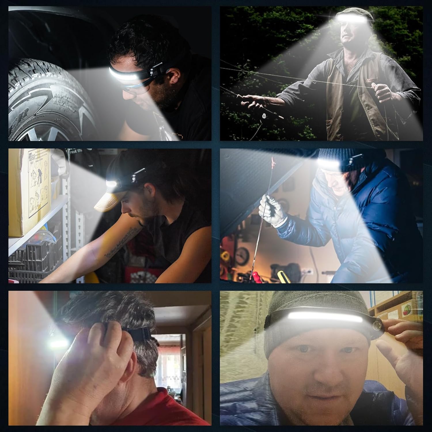 Versatile Rechargeable LED Headlamp 8-Pack 230 Beam Motion Sensor Waterproof