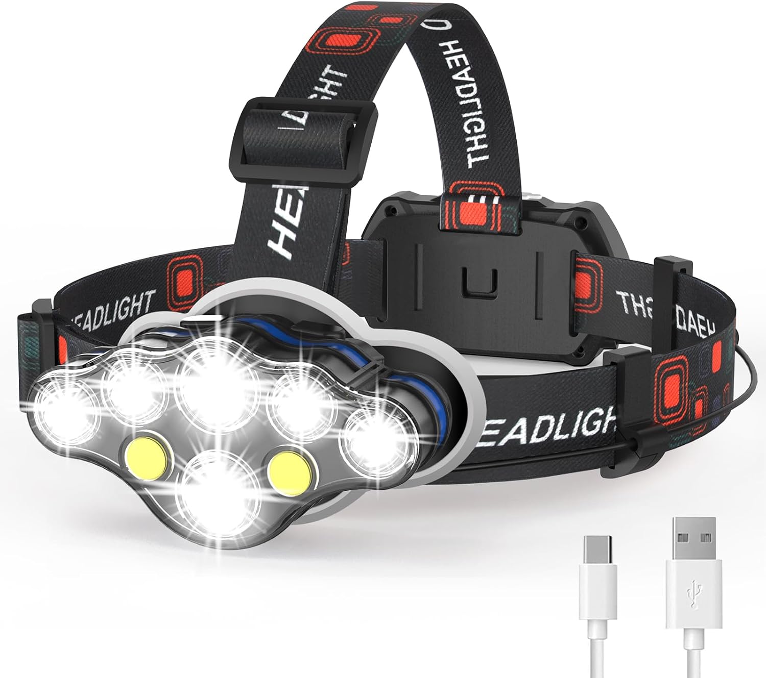 Chargable High Luminosity Headlamp with 8 Modes