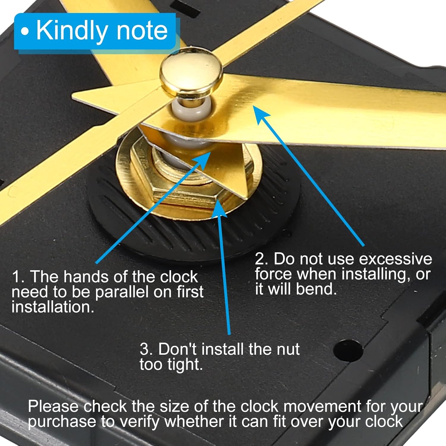 Replacement Clock Movement Kit for DIY Wall Clocks Quiet Accurate Battery-Operated