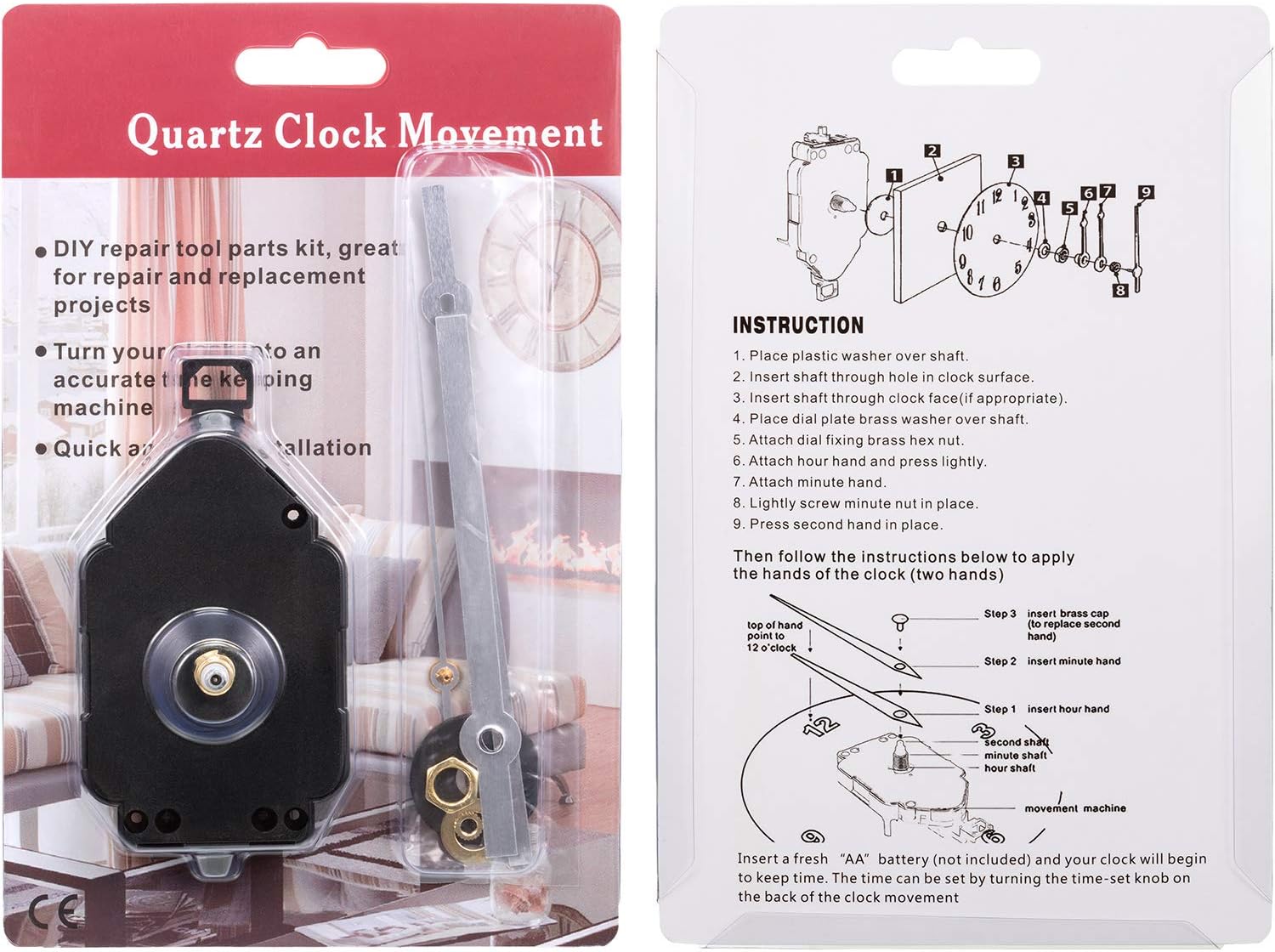 Gejoy Clock Mechanism Kit - Long Shaft Replacement