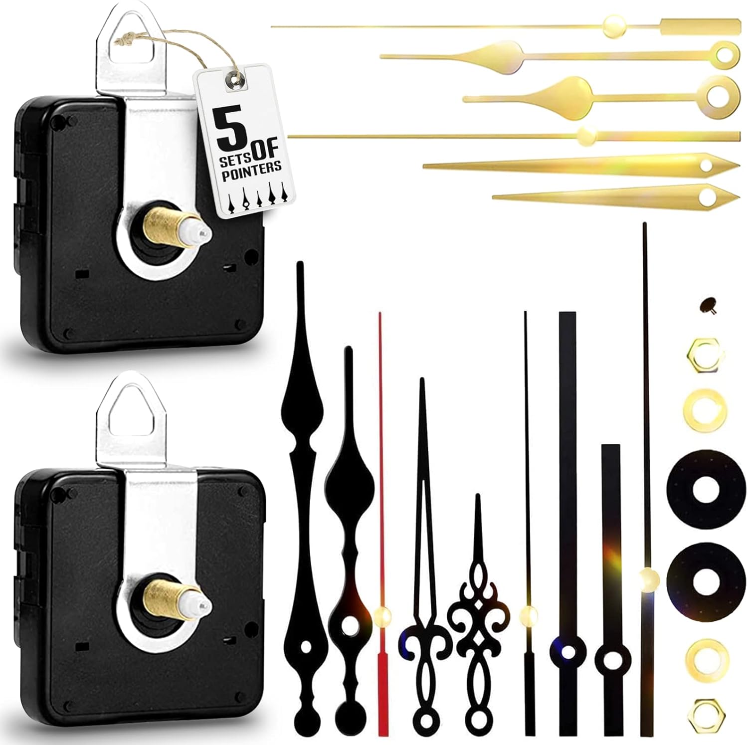 Two Piece Wall Clock Mechanism Replacement Kit Aluminum Silent Movement Easy to Install