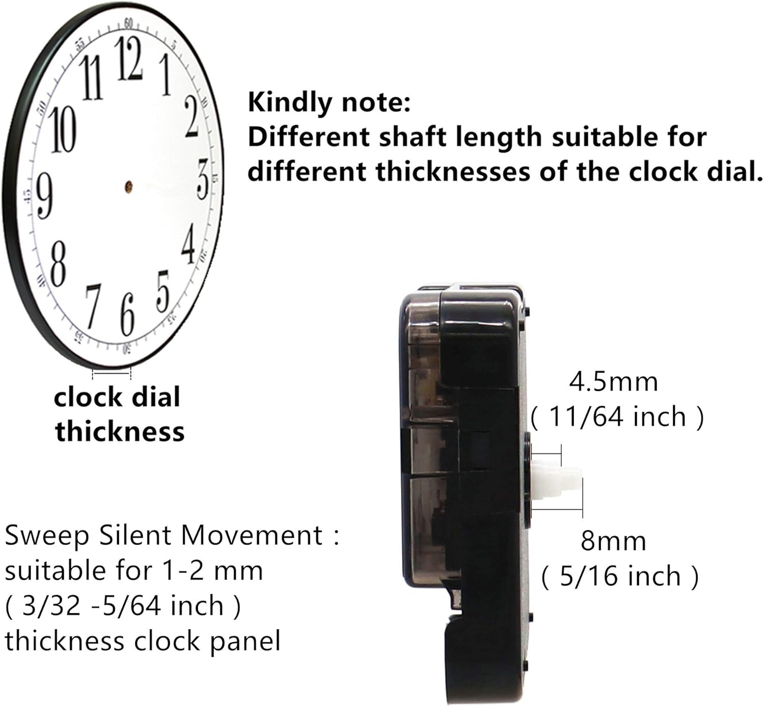 TIKROUND 12888 Continuous Sweep Wall Clock Movement