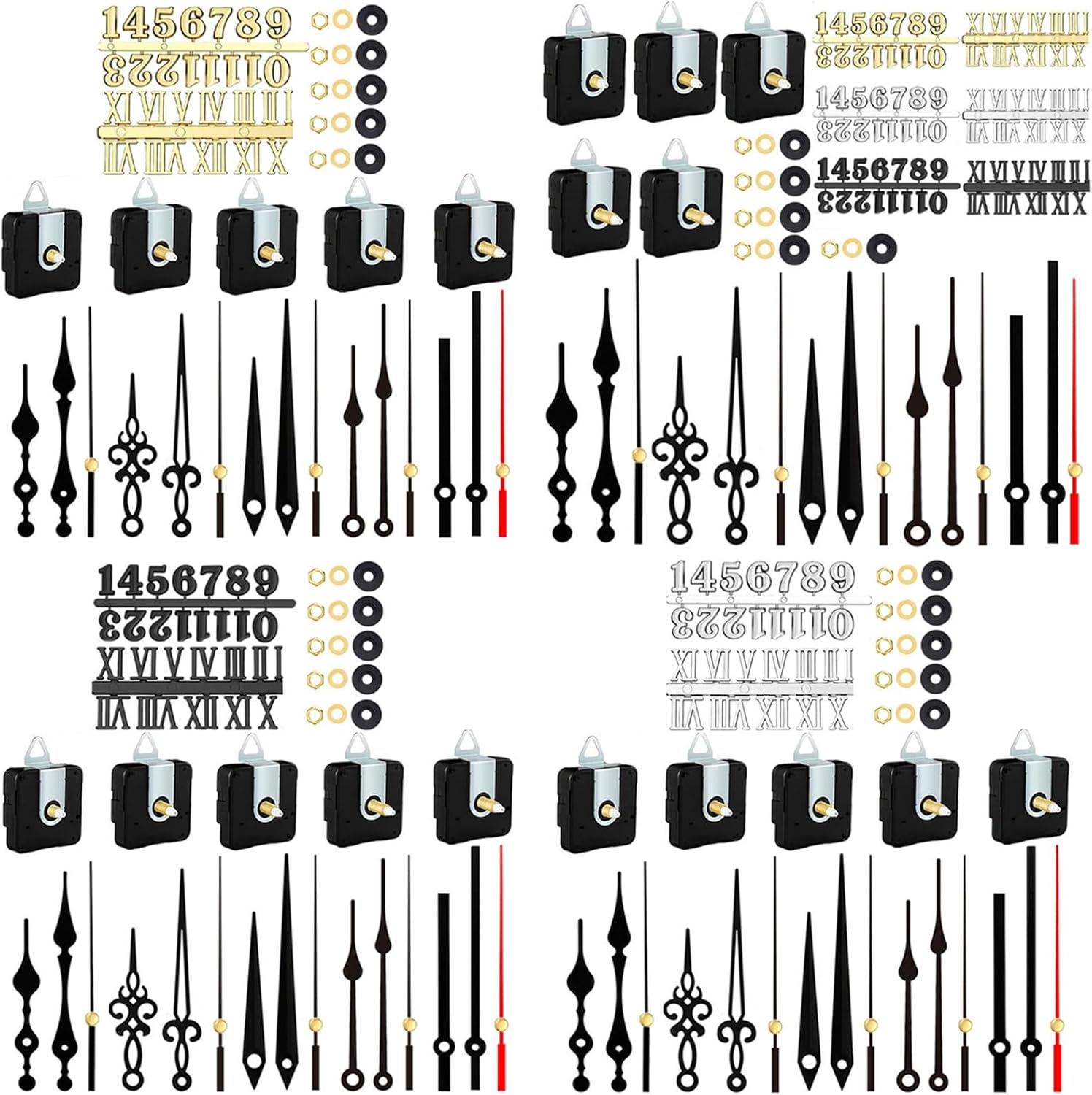 5-Piece Noiseless Quartz Clock Movement Kits for Crafting Repair
