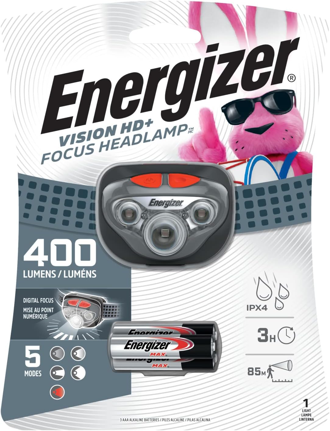 Energizer Vision HD Focus LED Headlamp Water Resistant Digital Focus