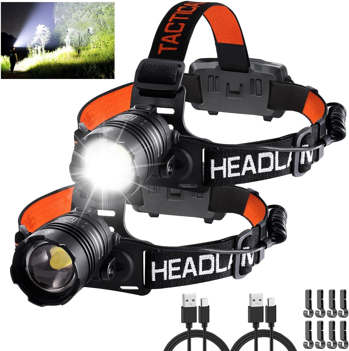 Rufyki Rechargeable Headlamp 2-Pack
