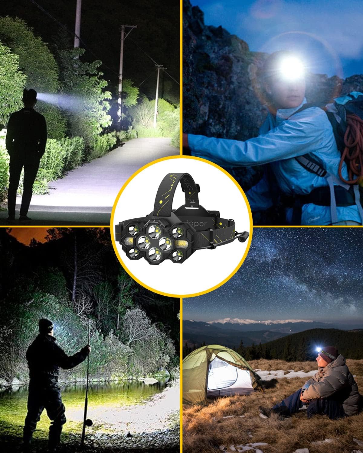 Victoper 10-LED Rechargeable Headlamp