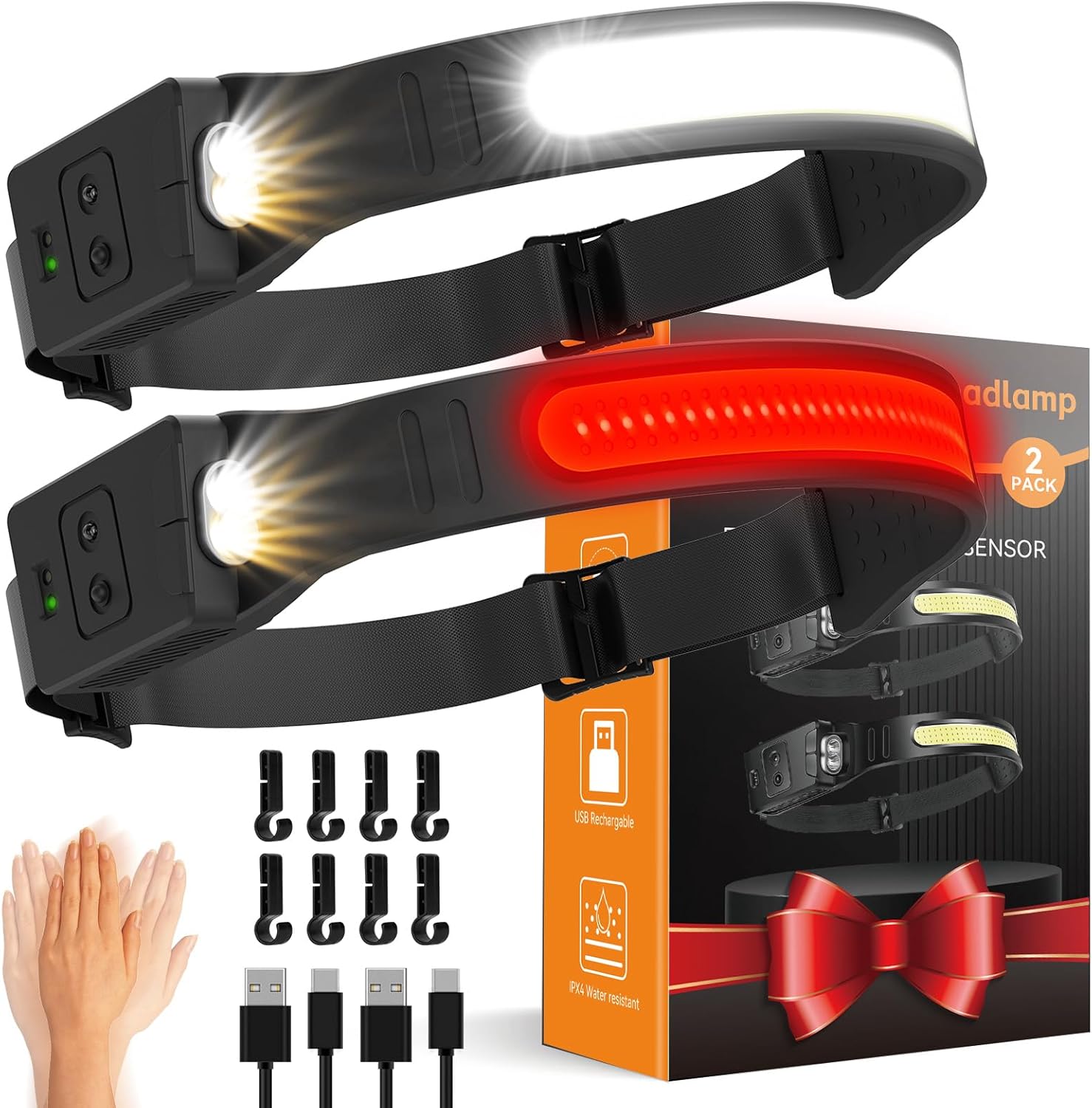 Bright 230 LED Headlamp with 1200mAh Battery for Hiking and Running