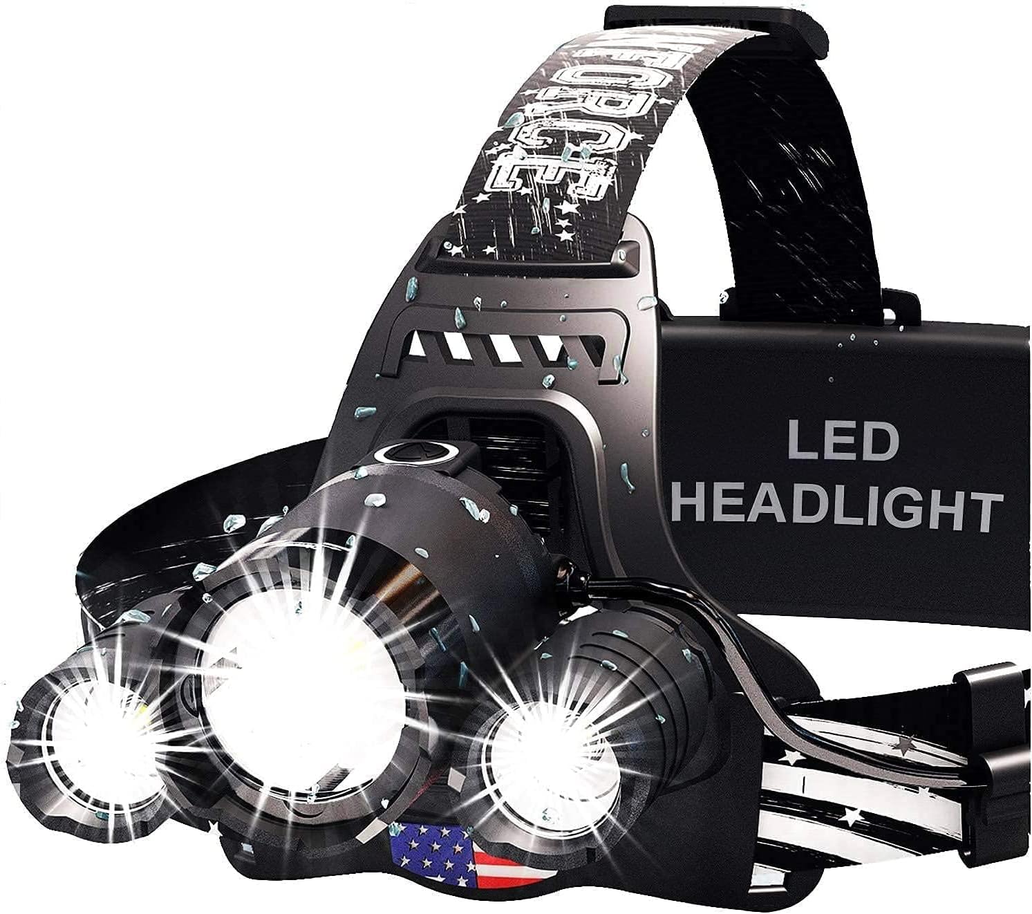 DanForce 1080 Lumens Headlamp Rechargeable 4 Modes Red Light