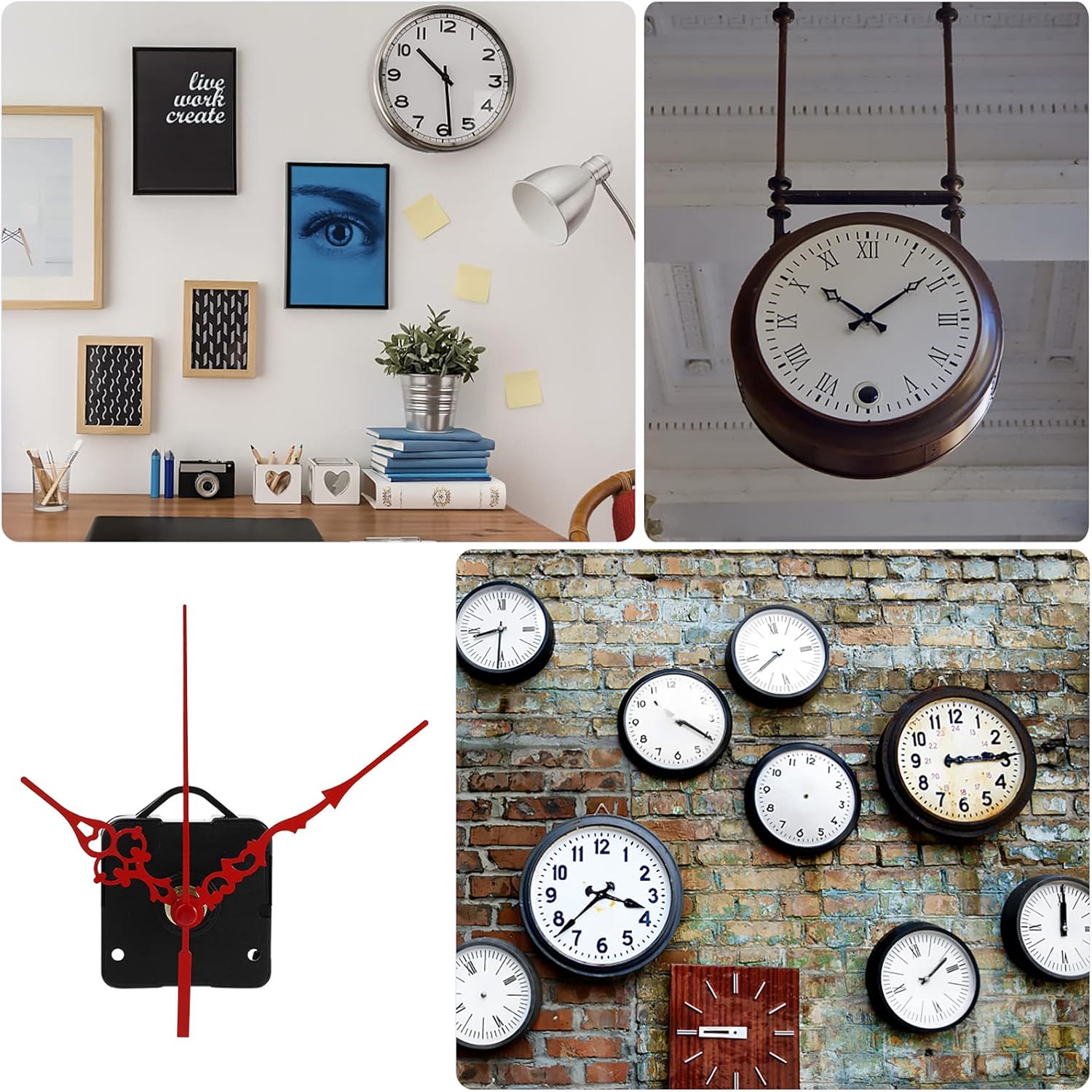 3EXCEART Hand Cross Stitch Spade Clock Motor Replacement for Wall Clocks
