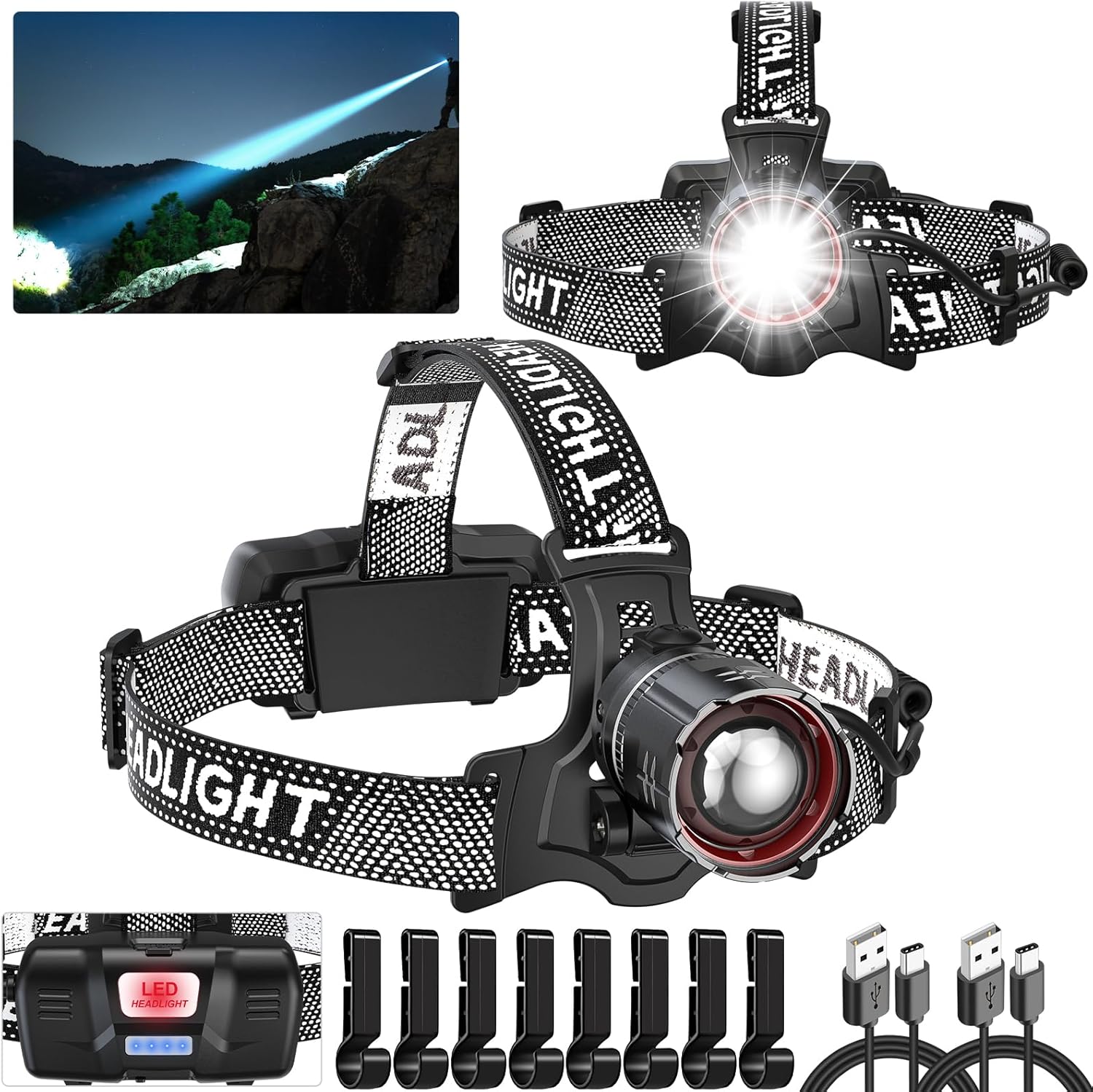 Double Brightness Reusable Headlamp