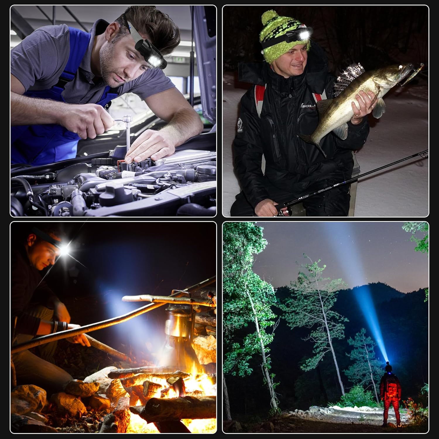 Rugtol 2000 lumen LED headlamp - waterproof rechargeable 9 modes - perfect for camping