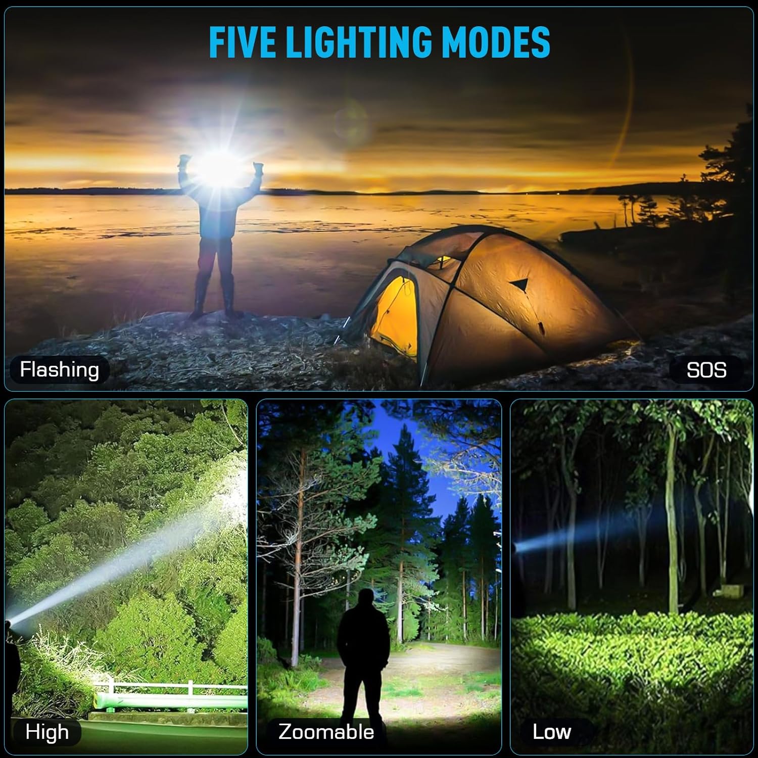 AMAKER 900000 Lumens LED Headlamp Low Battery IPX7 Waterproof Adjustable Powerful Beam
