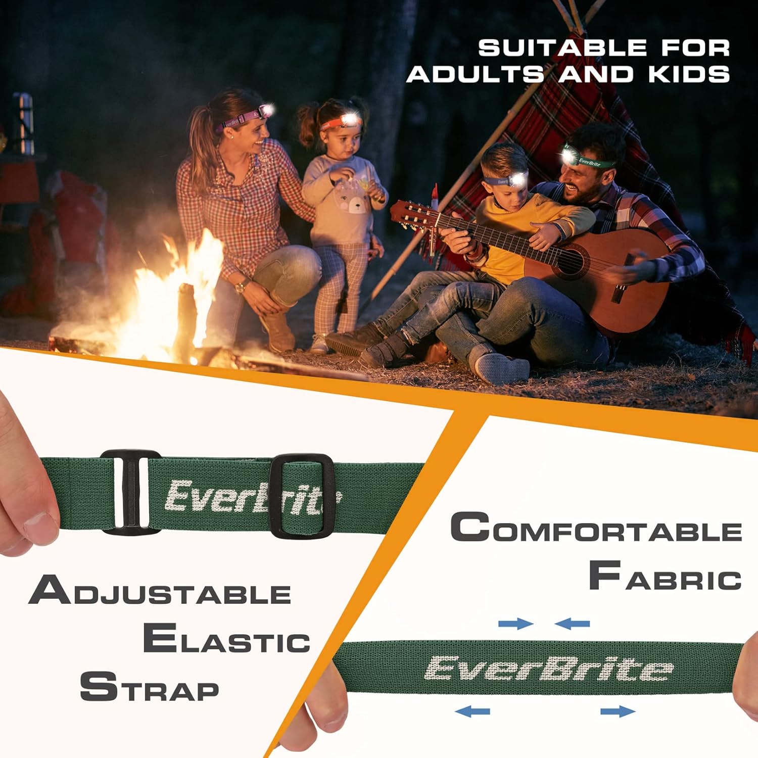 EverBrite 5-Pack Red Headlamp for Kids with Memory Function