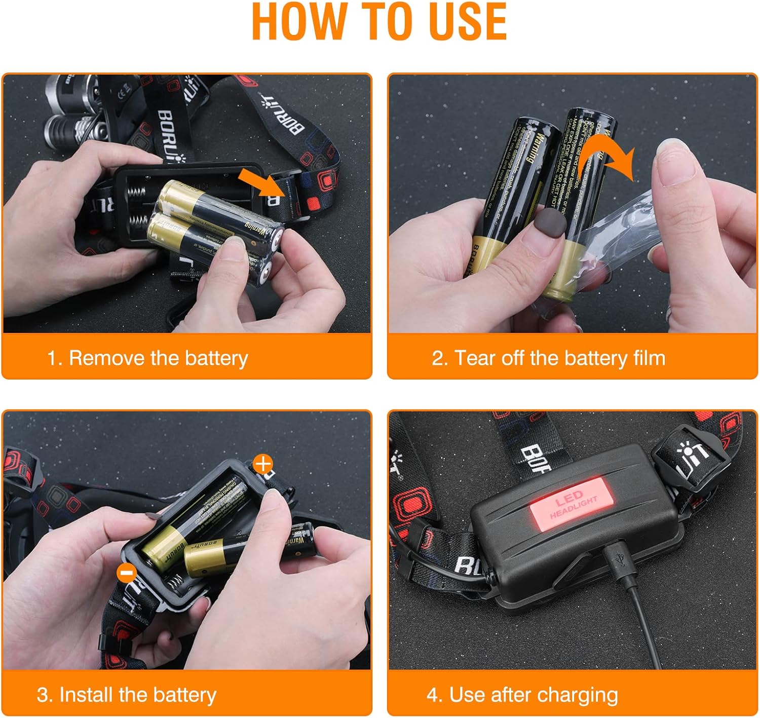 Pro reliable high brightness LED headlamp 5000 lumen4 modes