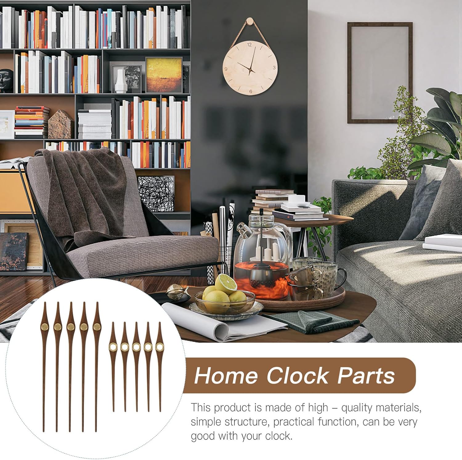 SEWACC - 5-Spokewooden DIY Clock Movement Parts Set