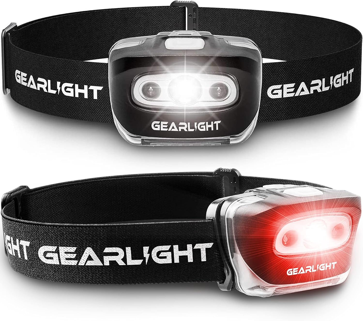 GearLight Adj Headlamp 2PK - Fluorescent Bright Adjustable Durable hiking camping light