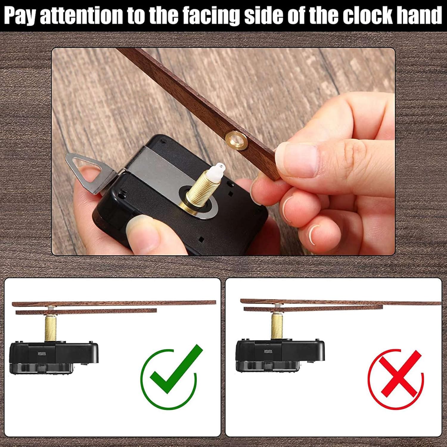2Pc Wall Clock Timer Kit with WALnut Hands for DIY Repair Replacement