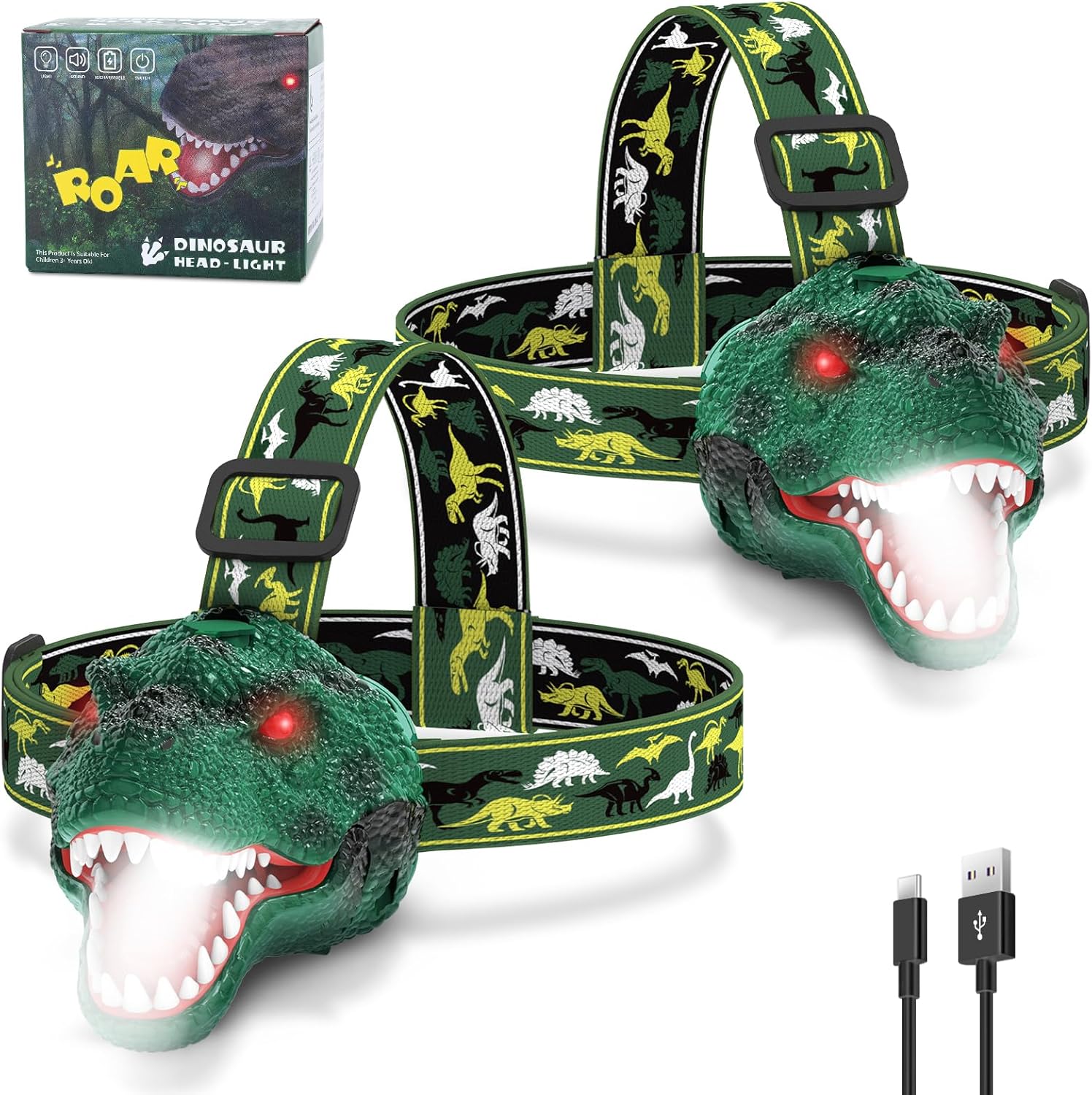Nitigo Spray Dinosaur Headlamp for Kids Adults