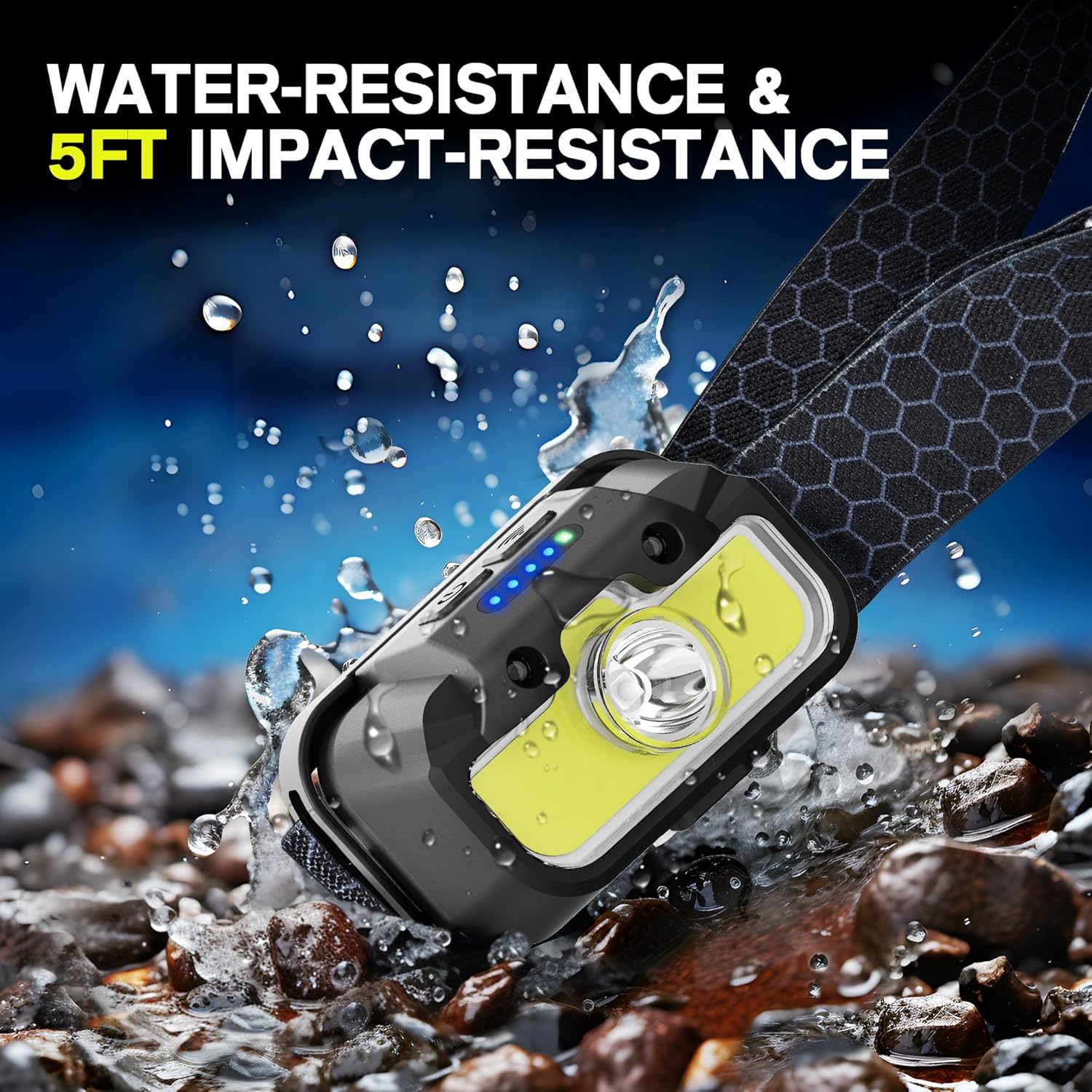 Favorlite Rechargeable LED Headlamp for Camping - 1300 Lumen Waterproof 14 Modes
